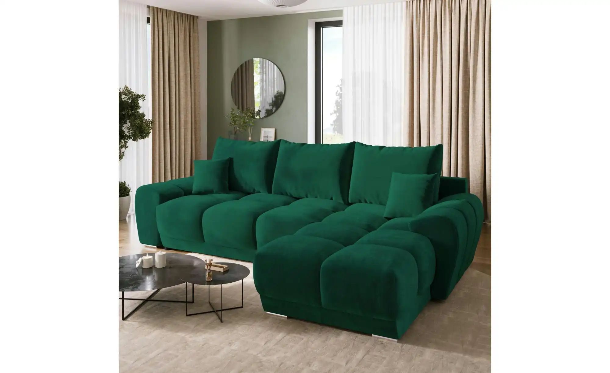 Thumbnail - Ecksofa mit Schlaffunktion  Nubes ¦ grün ¦ Maße (cm): B: 290 H: 85 Polstermöbel > Sofas > 3-Sitzer - Höffner