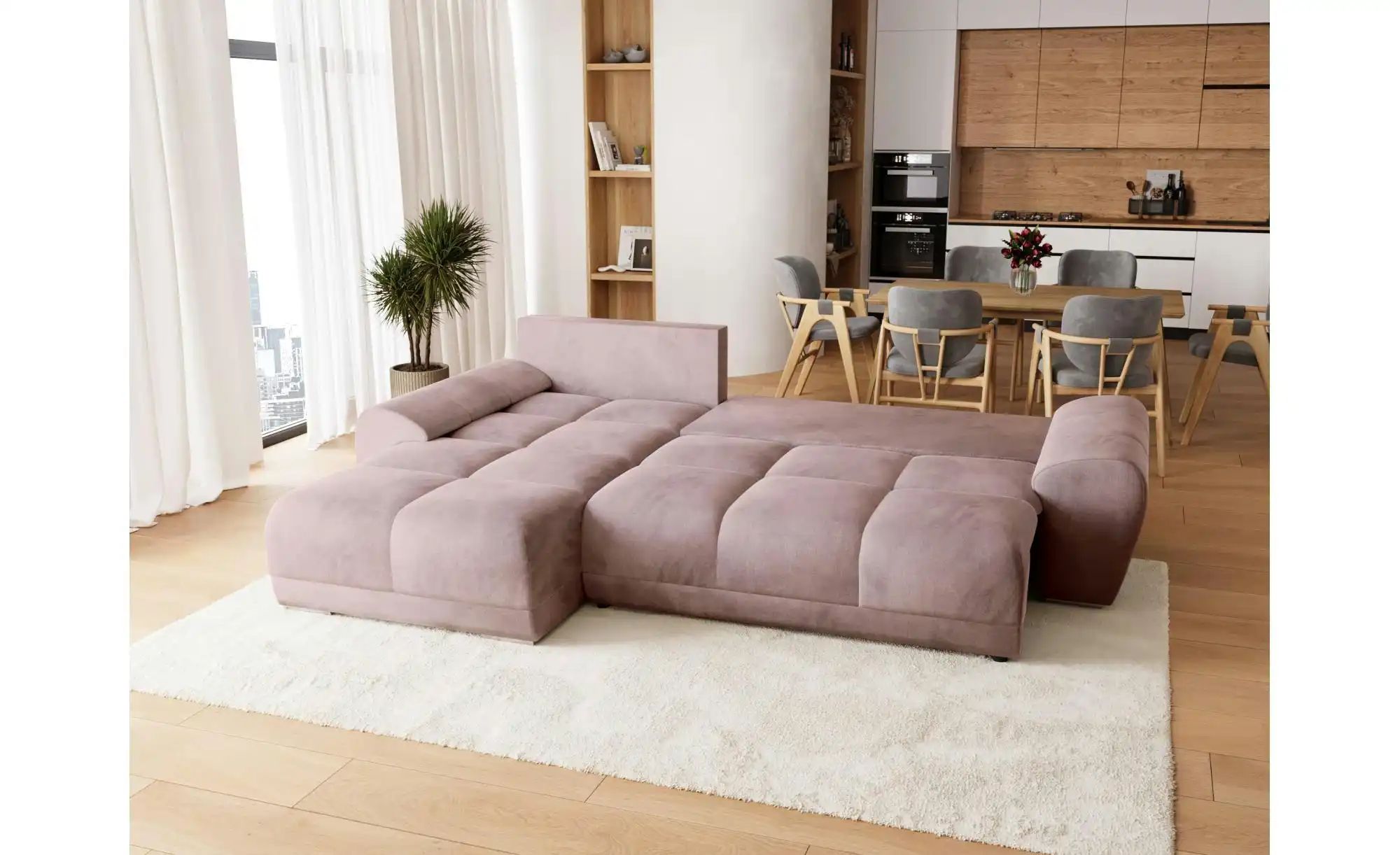 Ecksofa mit Schlaffunktion   ¦ rosa/pink ¦ Maße (cm): B: 290 H: 85 Polsterm günstig online kaufen