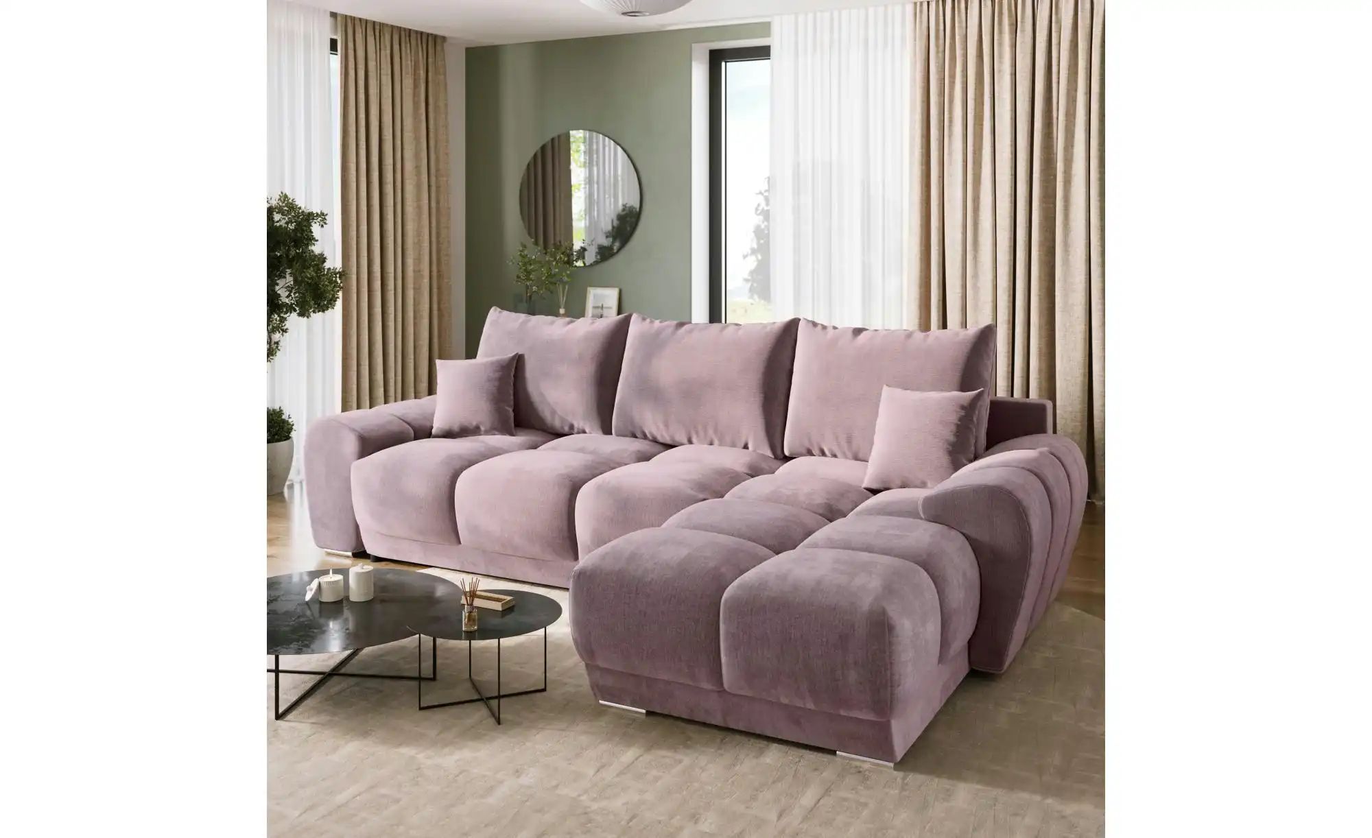 Thumbnail - Ecksofa mit Schlaffunktion  Nubes ¦ rosa/pink ¦ Maße (cm): B: 290 H: 85 Polstermöbel > Sofas > 3-Sitzer - Höffner