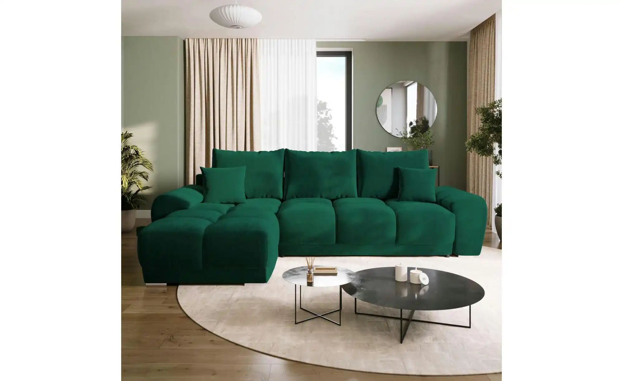 Thumbnail - Ecksofa mit Schlaffunktion Nubes ¦ grün ¦ Maße (cm): B: 290 H: 85 Polstermöbel > Sofas > 3-Sitzer - Höffner