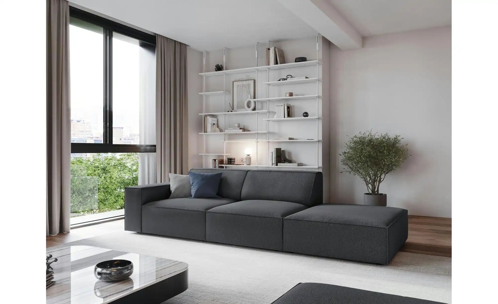 Thumbnail - Micadoni Einzelsofa  Jodie ¦ grau ¦ Maße (cm): B: 262 H: 70 Polstermöbel > Sofas > 3-Sitzer - Höffner