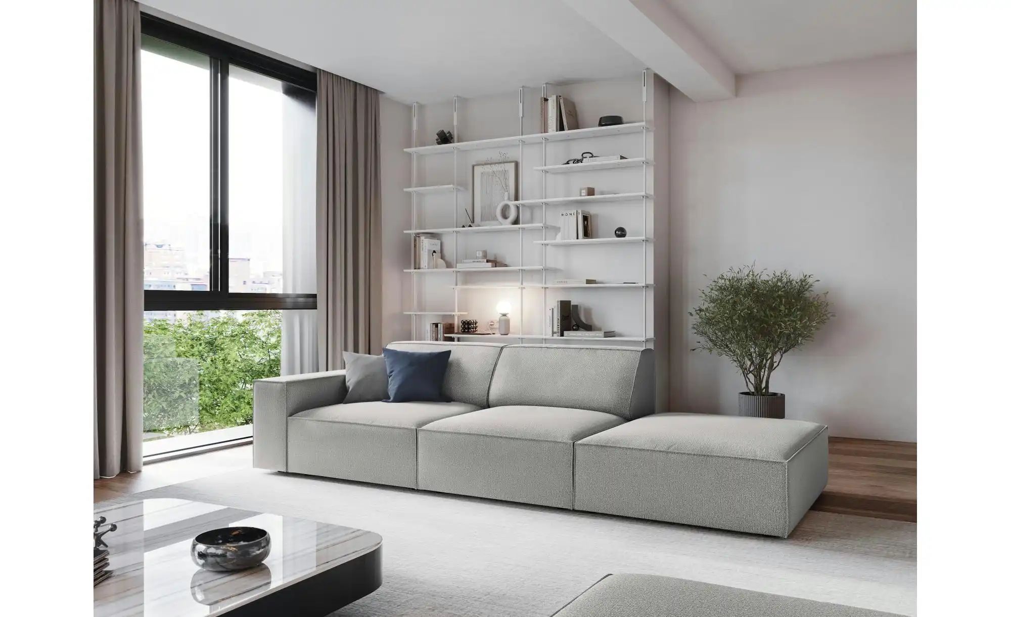 Micadoni Einzelsofa  Jodie ¦ grau ¦ Maße (cm): B: 262 H: 70 Polstermöbel > günstig online kaufen