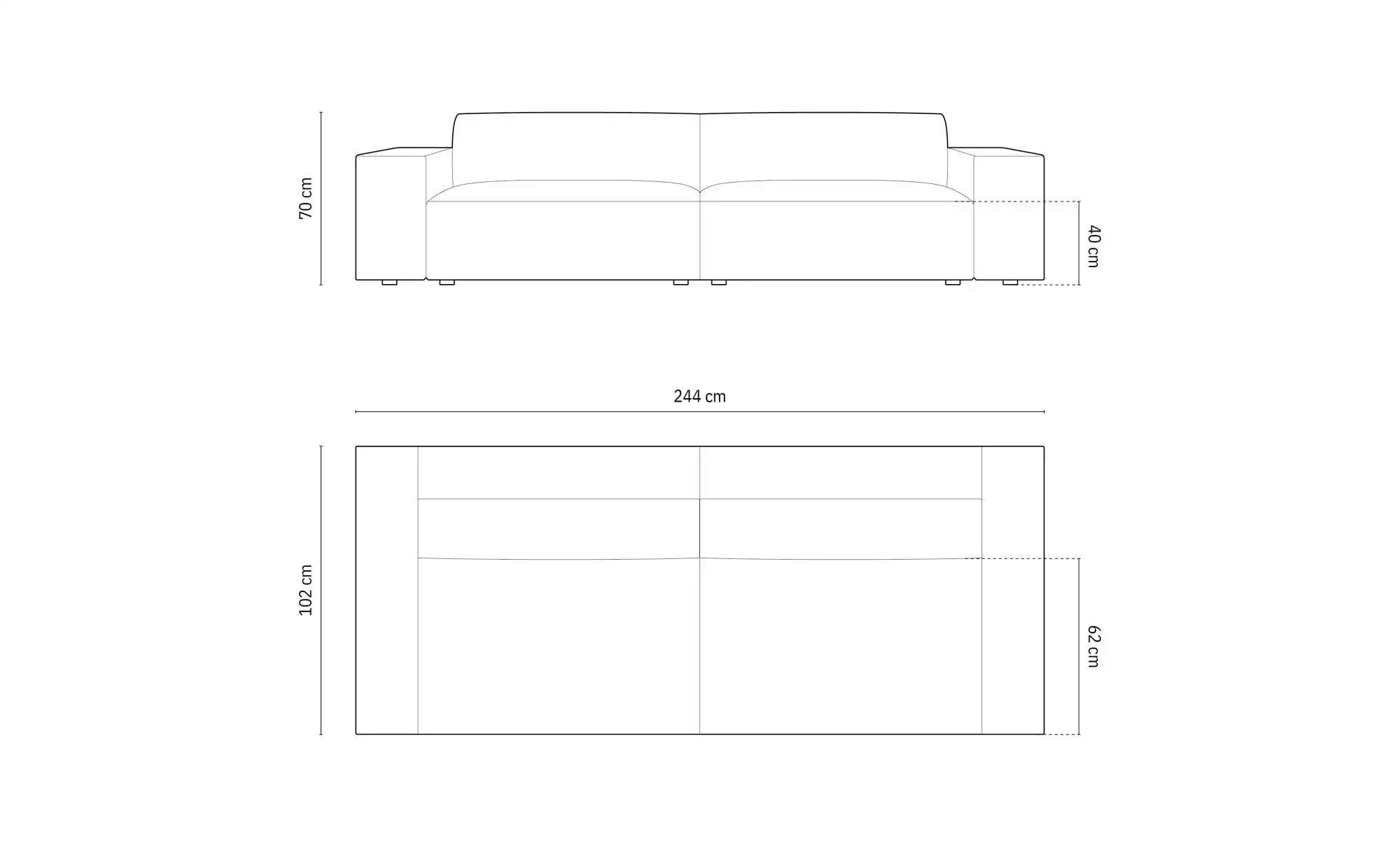 Micadoni Einzelsofa  Jodie ¦ schwarz ¦ Maße (cm): B: 244 H: 70 Polstermöbel günstig online kaufen