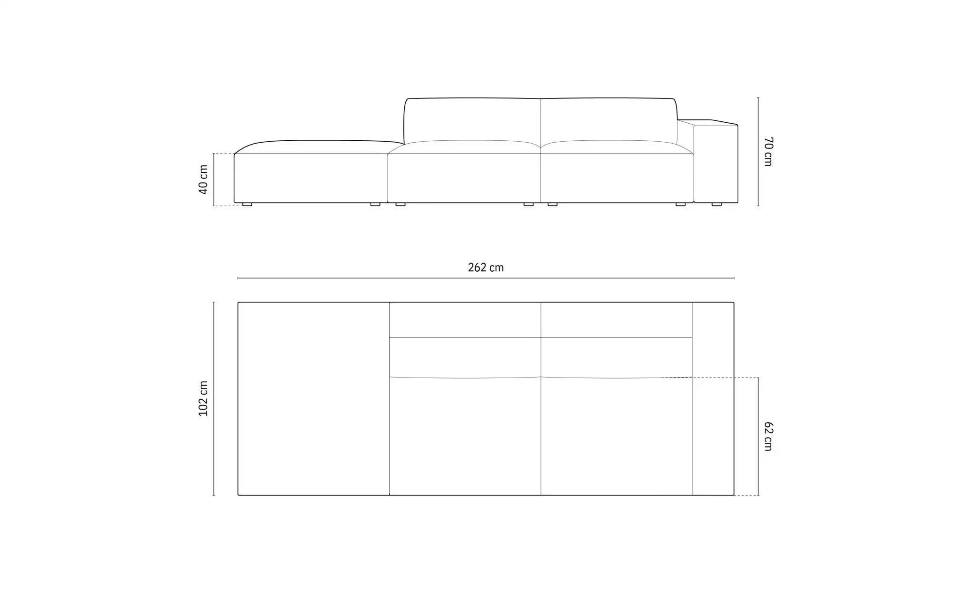 Micadoni Einzelsofa  Jodie ¦ beige ¦ Maße (cm): B: 262 H: 70 Polstermöbel > günstig online kaufen
