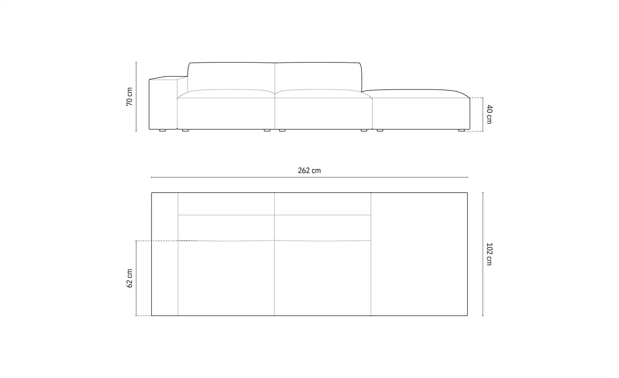 Micadoni Einzelsofa  Jodie ¦ beige ¦ Maße (cm): B: 262 H: 70 Polstermöbel > günstig online kaufen