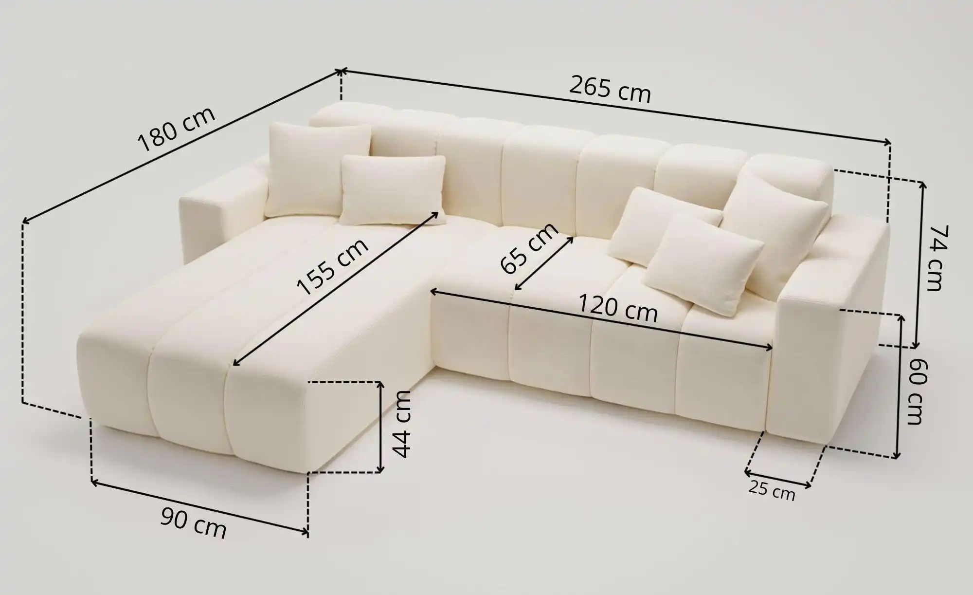 Thumbnail - Ecksofa  Liberty ¦ creme ¦ Maße (cm): B: 265 H: 74 Polstermöbel > Sofas > Ecksofas - Höffner