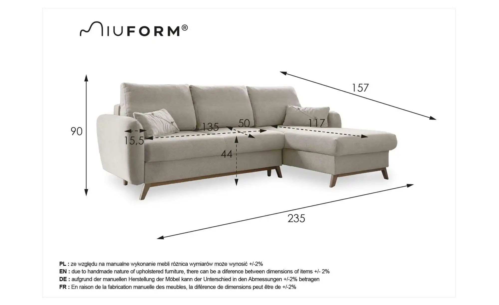 Miuform Ecksofa mit Schlaffunktion Scandic Lagom ¦ türkis/petrol ¦ Maße (cm günstig online kaufen