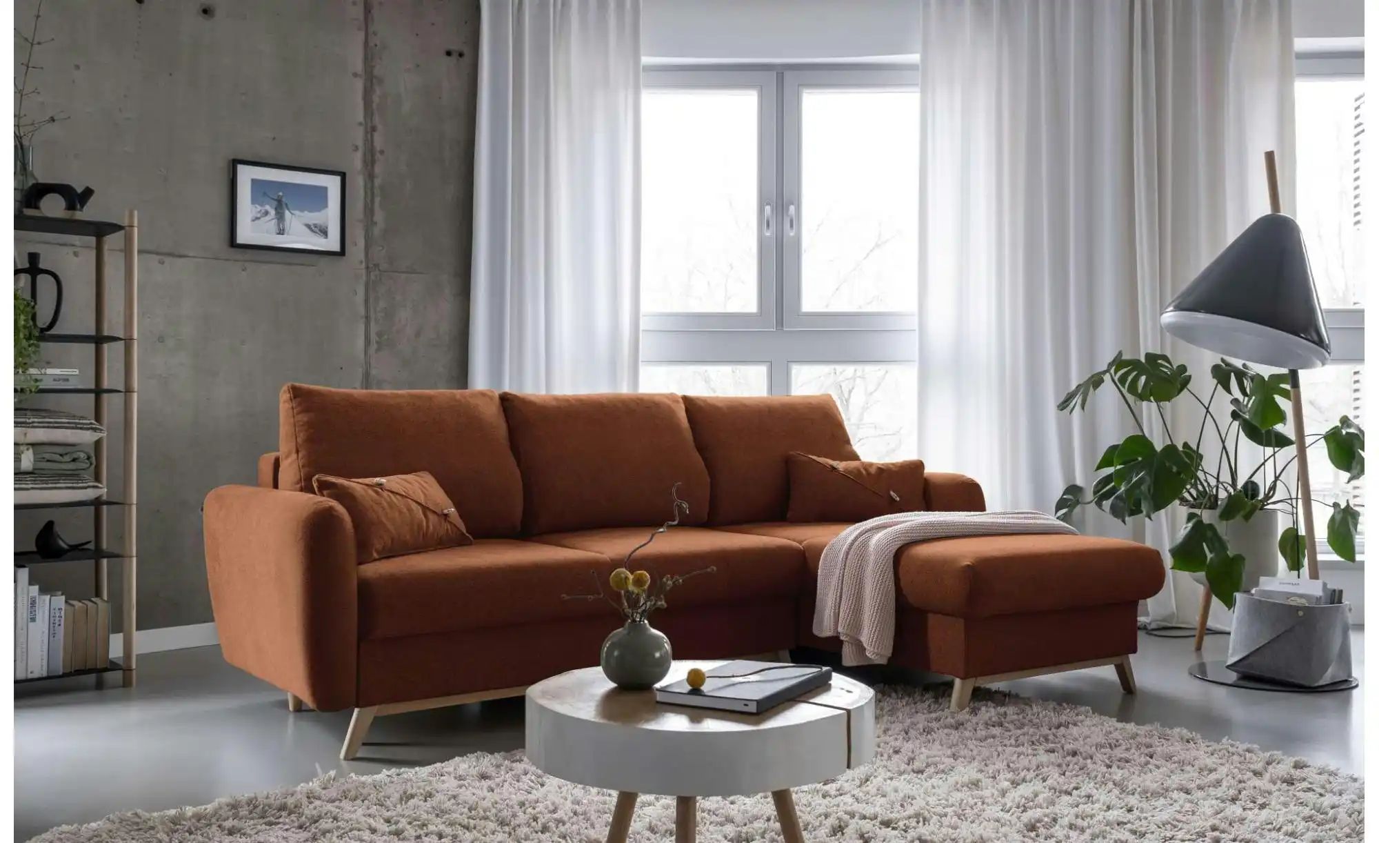Miuform Ecksofa mit Schlaffunktion Scandic Lagom ¦ rot ¦ Maße (cm): B: 235 günstig online kaufen