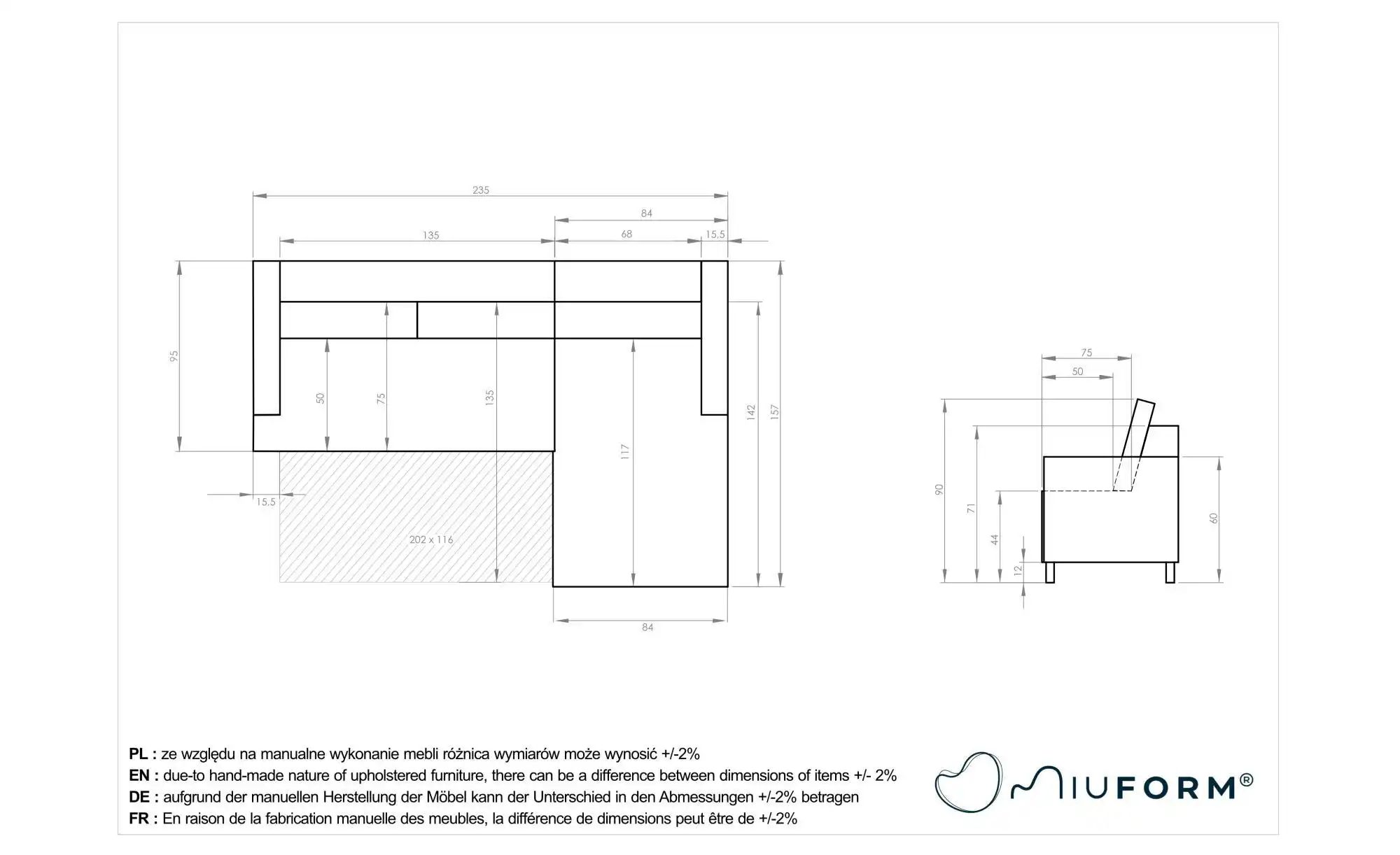 Thumbnail - Miuform Ecksofa mit Schlaffunktion Scandic Lagom ¦ rot ¦ Maße (cm): B: 235 H: 90 Polstermöbel > Sofas > Ecksofas - Höffn...