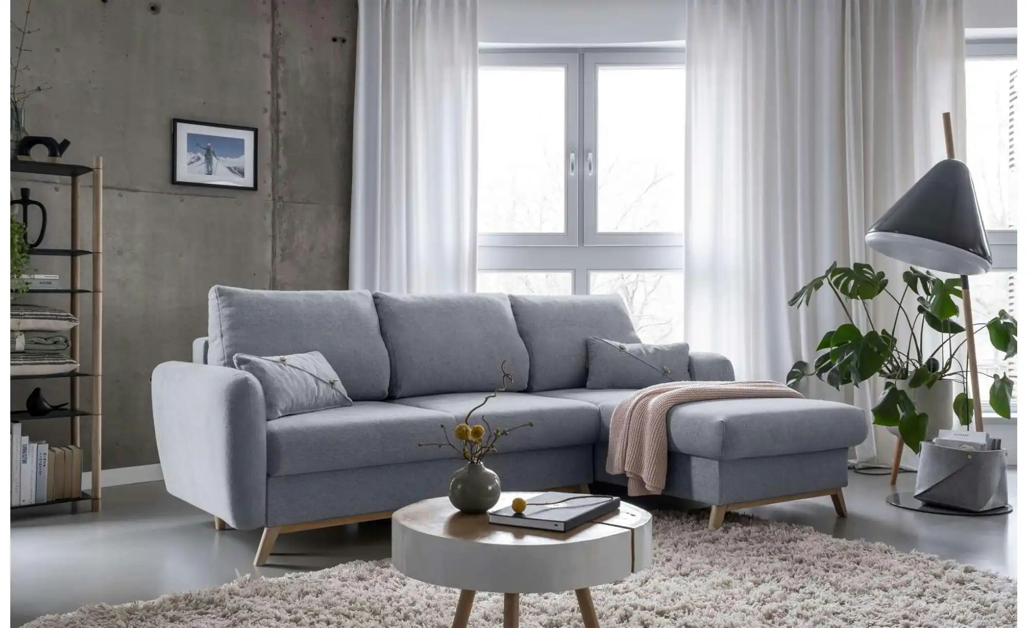 Miuform Ecksofa mit Schlaffunktion Scandic Lagom ¦ grau ¦ Maße (cm): B: 235 günstig online kaufen