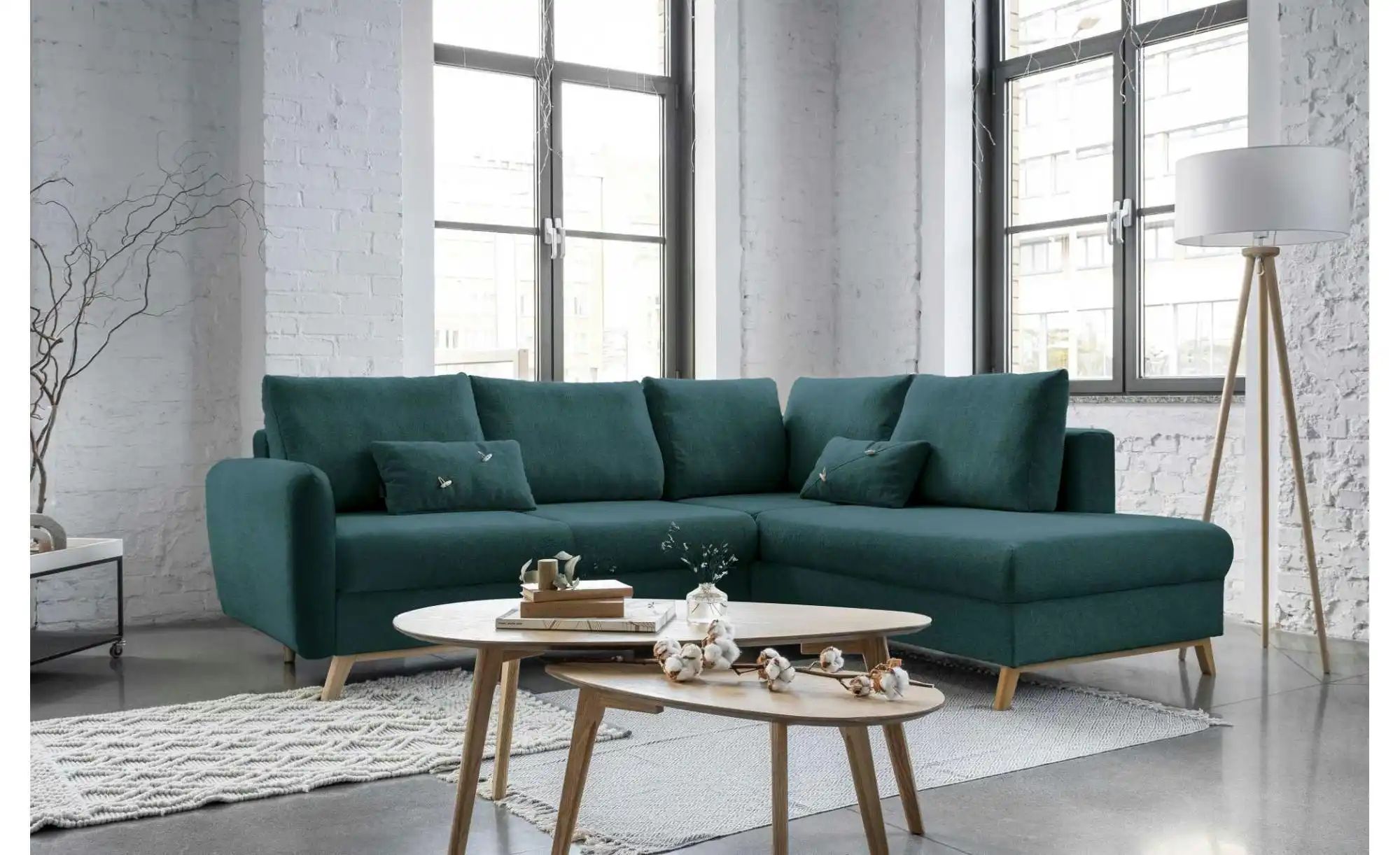 Miuform Ecksofa mit Schlaffuntkion Scandic Lagom ¦ türkis/petrol ¦ Maße (cm günstig online kaufen