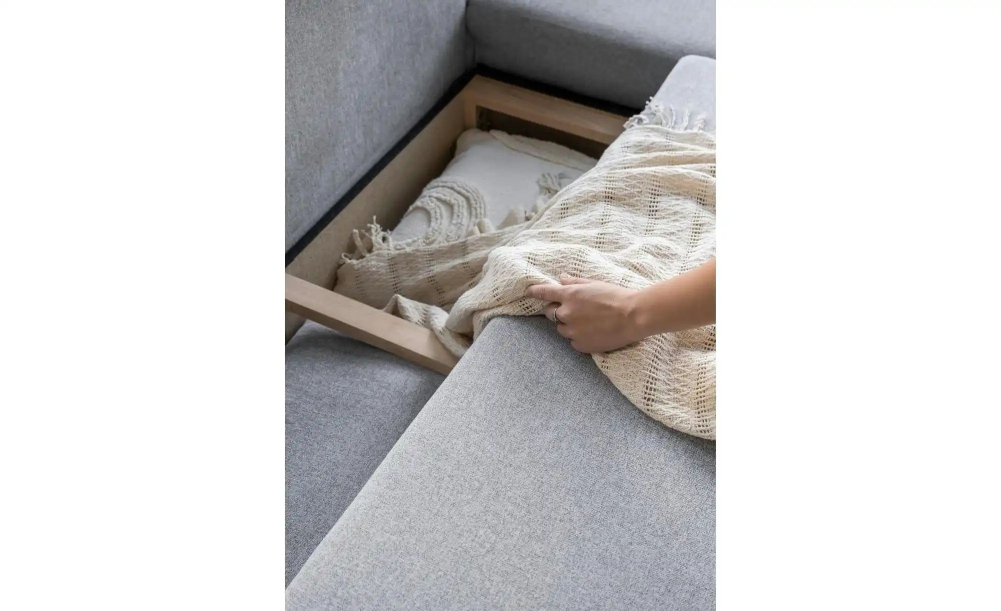 Thumbnail - Miuform Ecksofa mit Schlaffuntkion Scandic Lagom ¦ grau ¦ Maße (cm): B: 242 H: 90 Polstermöbel > Sofas > Ecksofas - Höff...