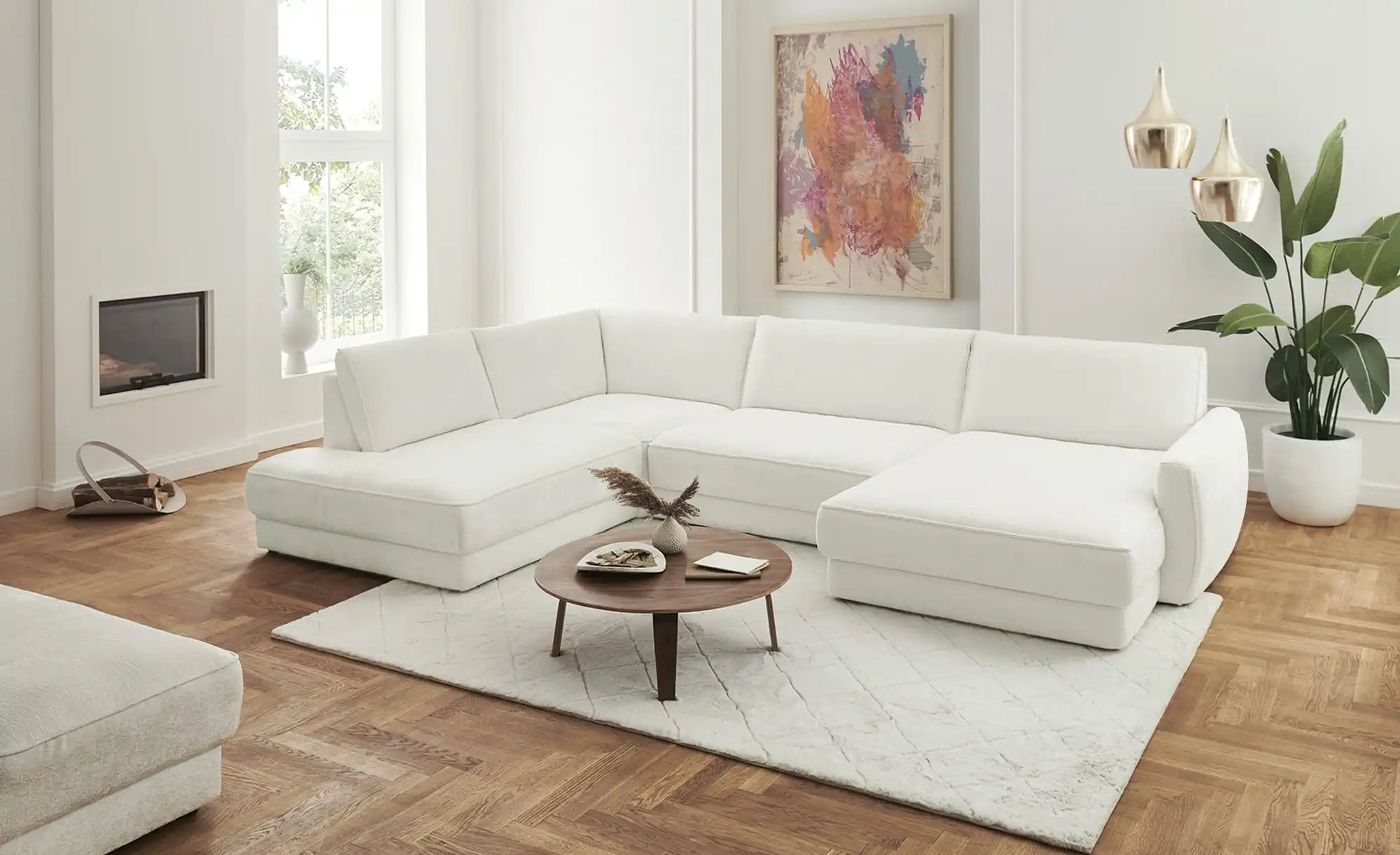 Lounge Collection Wohnlandschaft  Erion ¦ creme ¦ Maße (cm): B: 371 H: 83 T günstig online kaufen