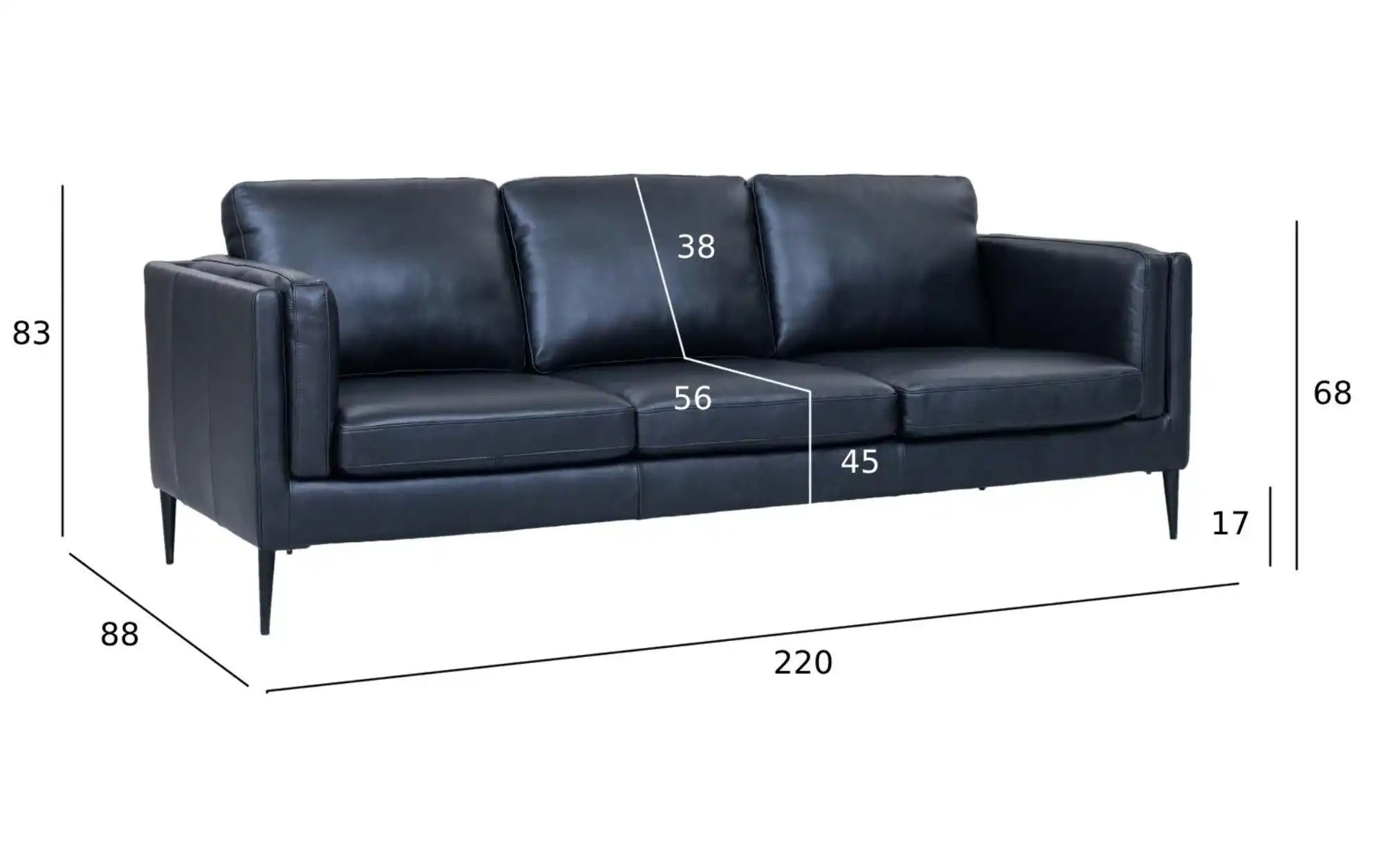 Furnhouse Einzelsofa  Valencia ¦ schwarz ¦ Maße (cm): B: 220 H: 83 Polsterm günstig online kaufen