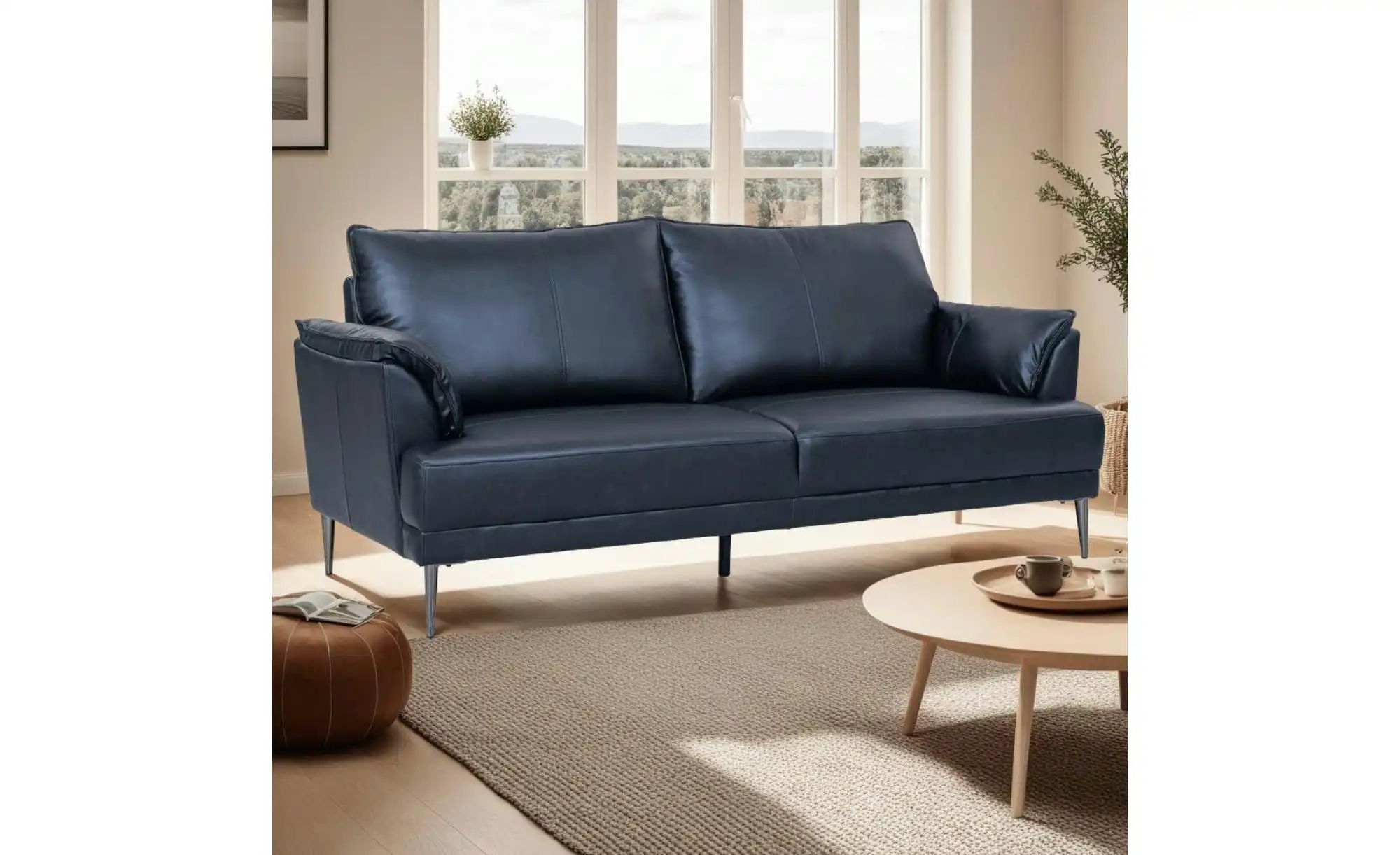 Thumbnail - Furnhouse Einzelsofa aus Echtleder Soul ¦ schwarz ¦ Maße (cm): B: 195 H: 88 Polstermöbel > Sofas > 3-Sitzer - Höffner