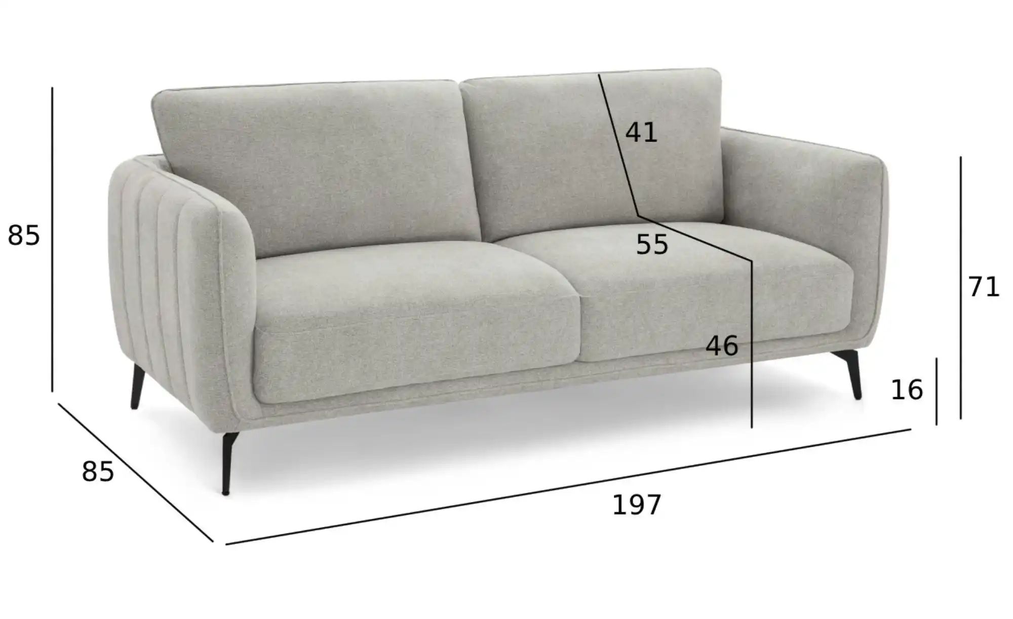 Furnhouse Einzelsofa  Selena ¦ grau ¦ Maße (cm): B: 197 H: 85 Polstermöbel günstig online kaufen