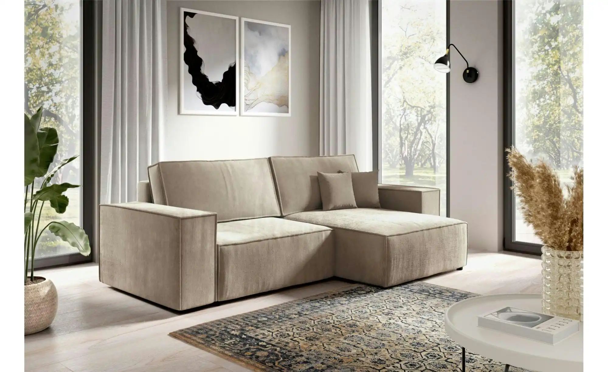 Ecksofa mit Schlaffunktion Mille ¦ beige ¦ Maße (cm): B: 257 H: 88 Polsterm günstig online kaufen