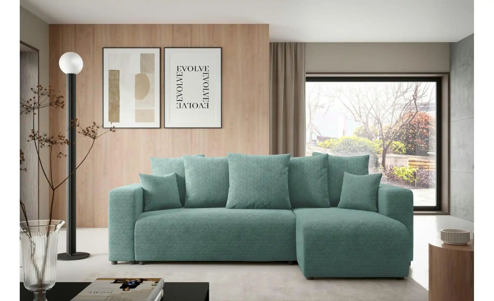 Thumbnail - Ecksofa mit Schlaffunktion Evora ¦ grün ¦ Maße (cm): B: 247 H: 88 Polstermöbel > Sofas > Ecksofas - Höffner