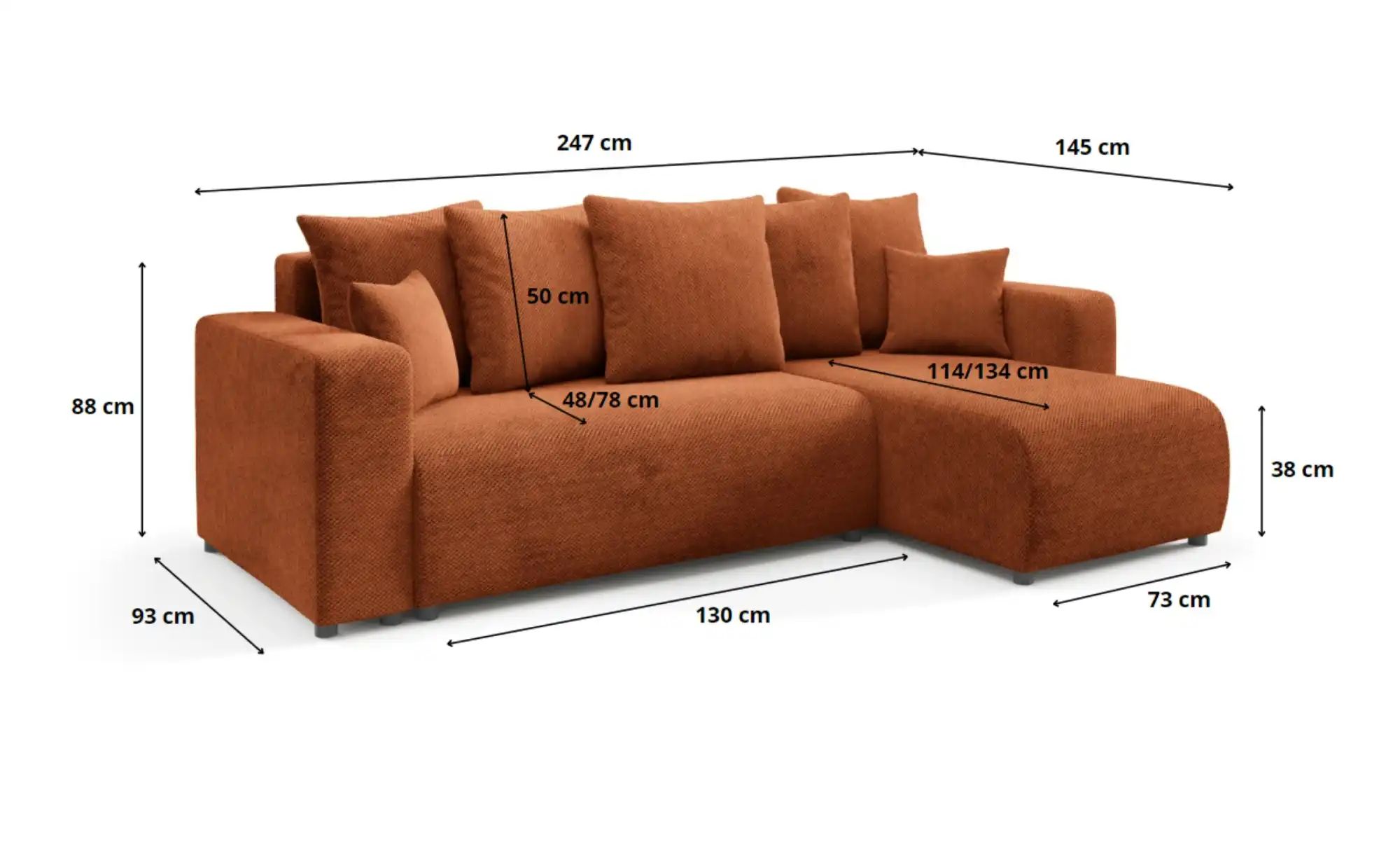 Thumbnail - Ecksofa mit Schlaffunktion Evora ¦ grau ¦ Maße (cm): B: 247 H: 88 Polstermöbel > Sofas > Ecksofas - Höffner