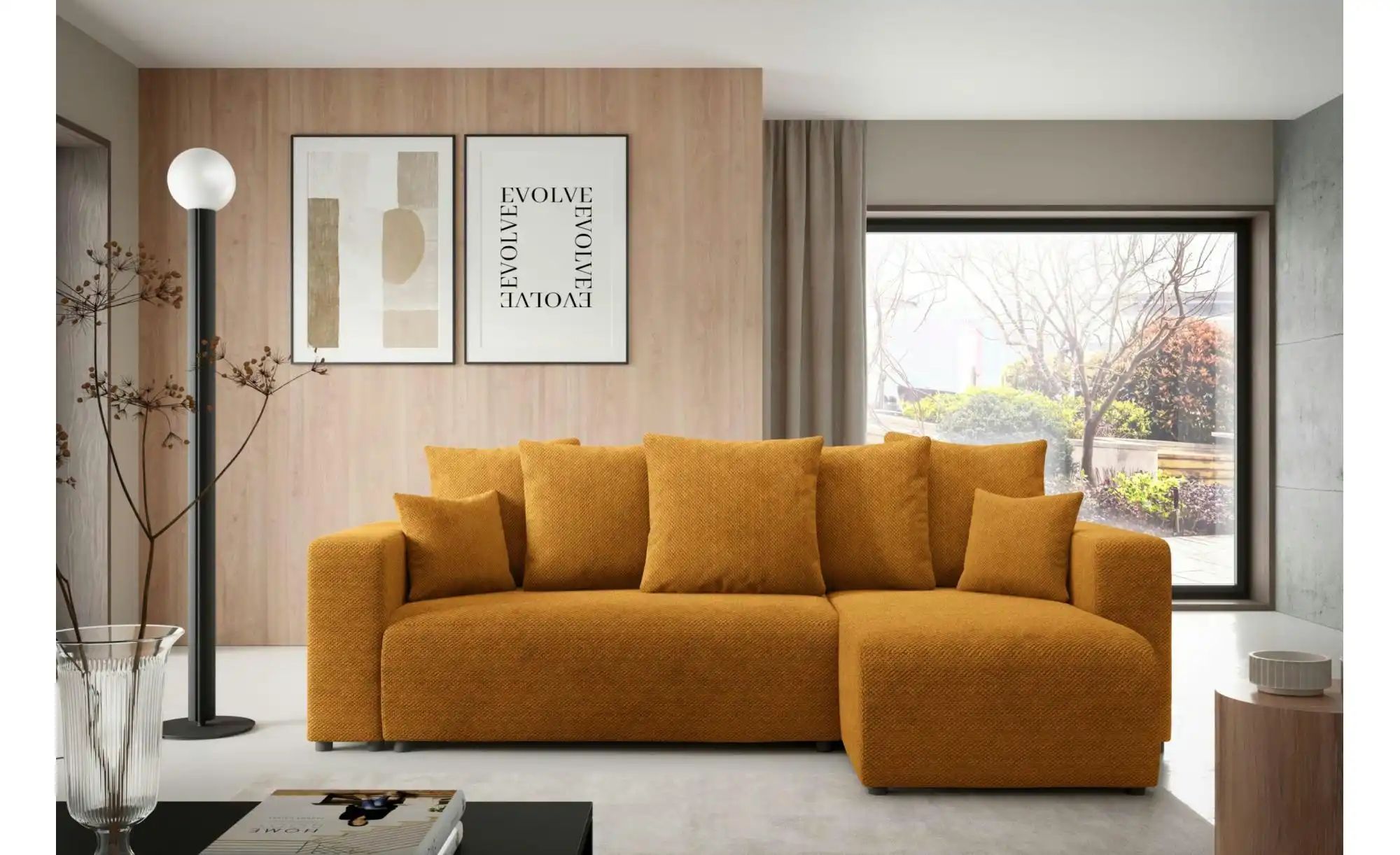 Ecksofa mit Schlaffunktion Evora ¦ gelb ¦ Maße (cm): B: 247 H: 88 Polstermö günstig online kaufen