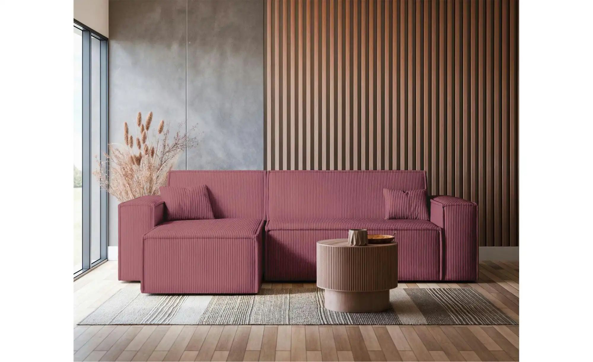 Ecksofa mit Schlaffunktion Scarlo  ¦ rosa/pink ¦ Maße (cm): B: 244 H: 83 Po günstig online kaufen