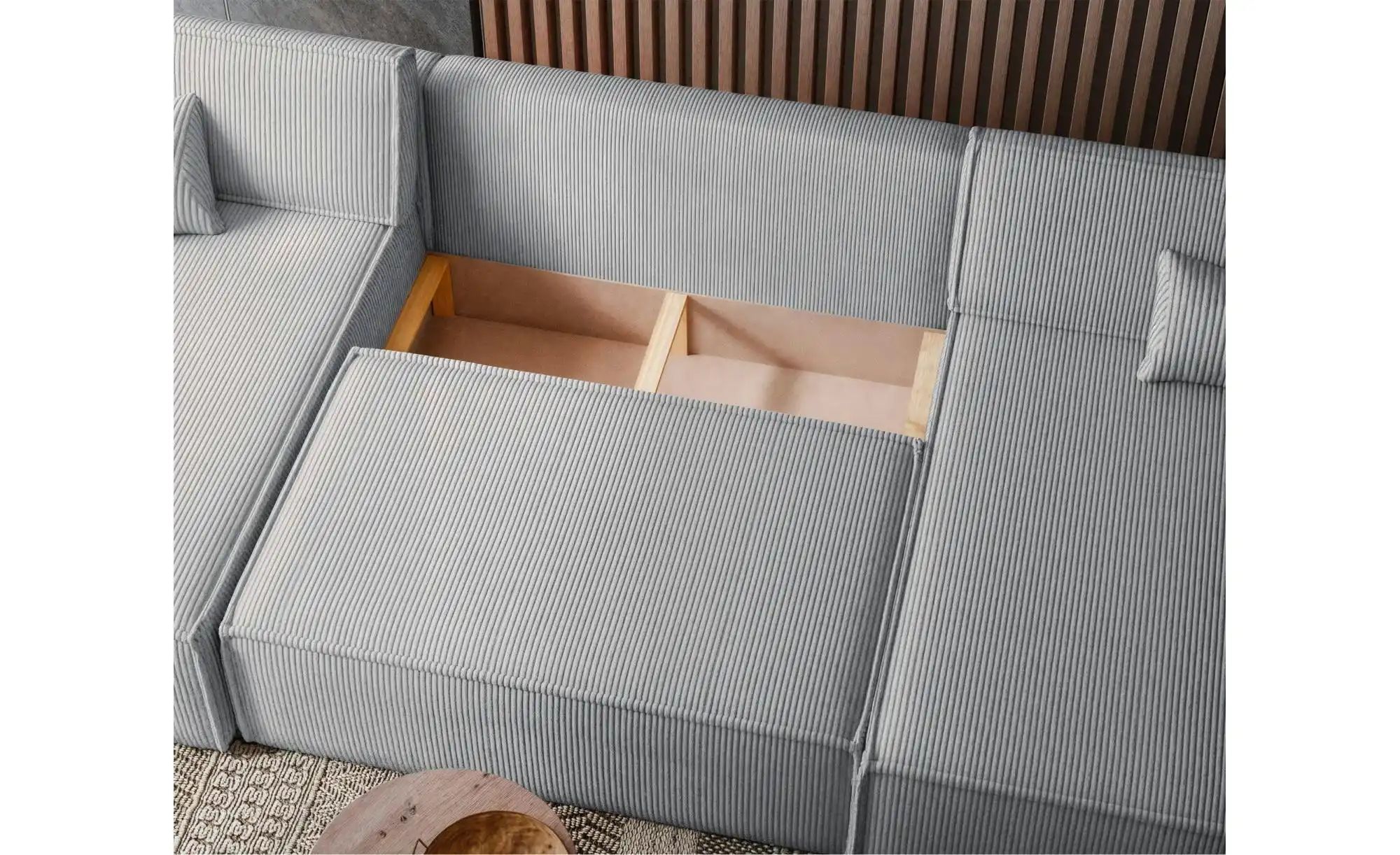 Wohnlandschaft mit Schlaffunktion Scarlo ¦ grau ¦ Maße (cm): B: 312 H: 83 P günstig online kaufen