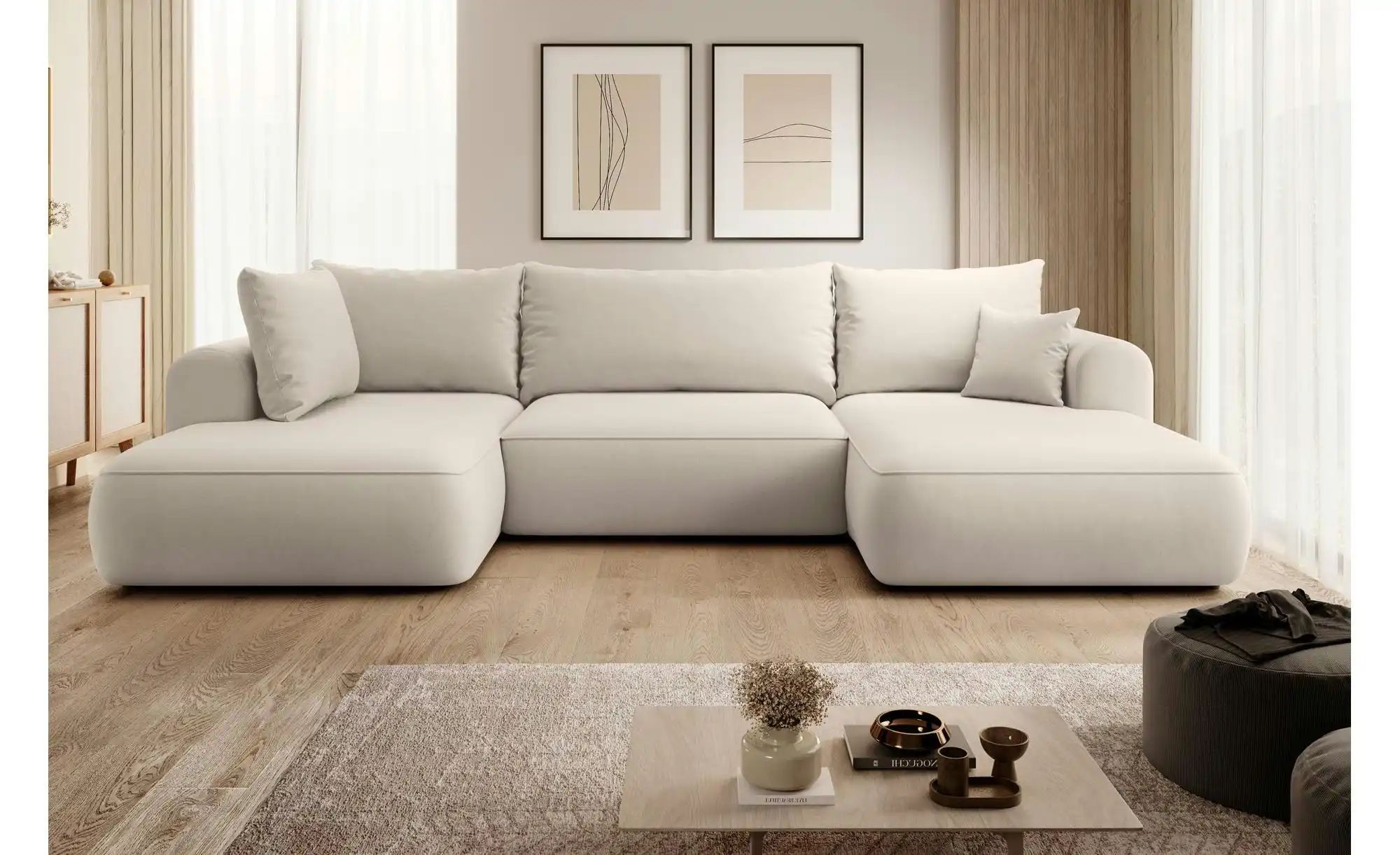 Thumbnail - Selsey Wohnlandschaft mit Schlaffunktion Ovo ¦ beige ¦ Maße (cm): B: 375 H: 95 Polstermöbel > Sofas > Schlafsofas - Höff...