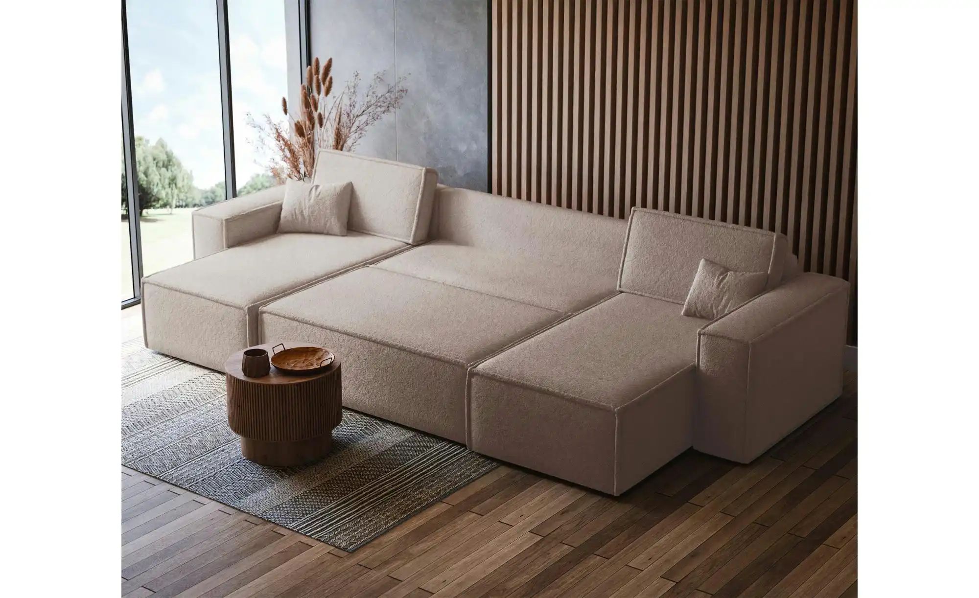 Wohnlandschaft mit Schlaffunktion Scarlo ¦ beige ¦ Maße (cm): B: 312 H: 83 günstig online kaufen