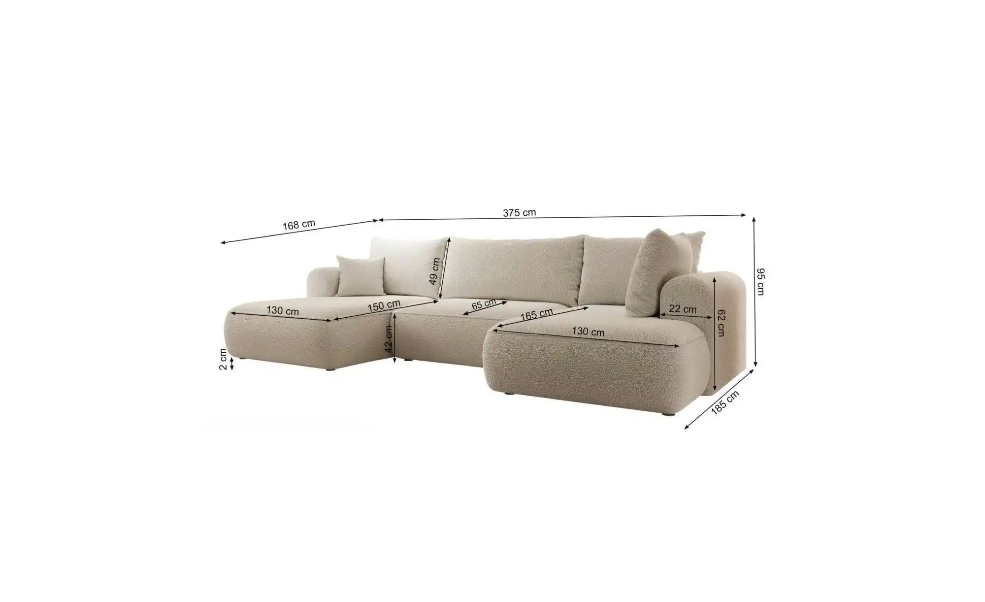 Wohnlandschaft mit Schlaffunktion Ovo ¦ beige ¦ Maße (cm): B: 375 H: 95 Pol günstig online kaufen