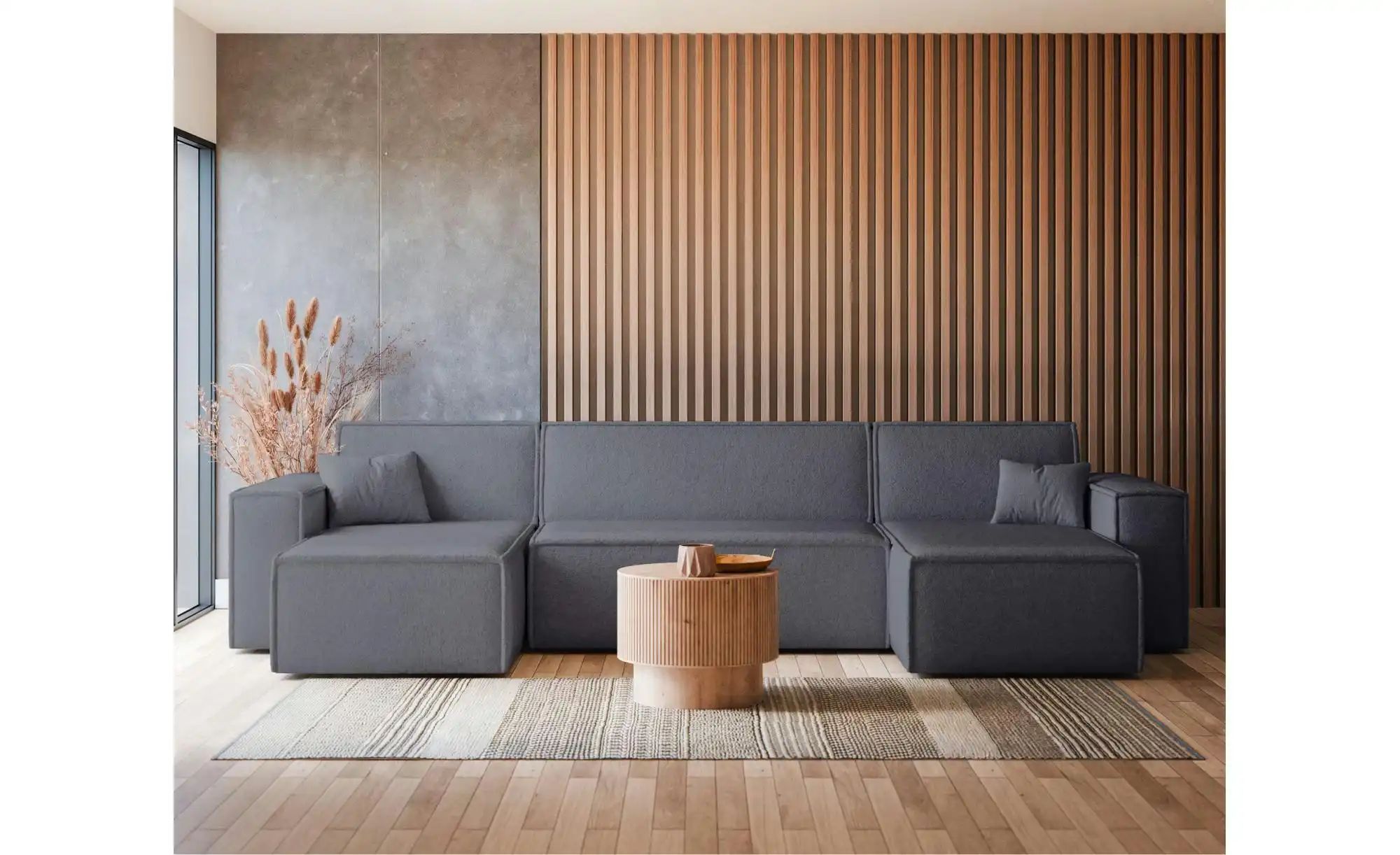 Wohnlandschaft mit Schlaffunktion Scarlo ¦ grau ¦ Maße (cm): B: 312 H: 83 P günstig online kaufen