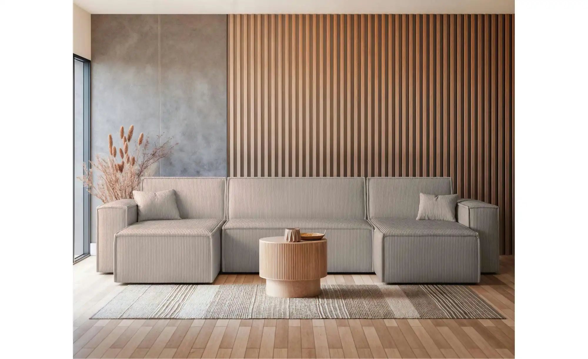 Wohnlandschaft mit Schlaffunktion Scarlo ¦ beige ¦ Maße (cm): B: 312 H: 83 günstig online kaufen