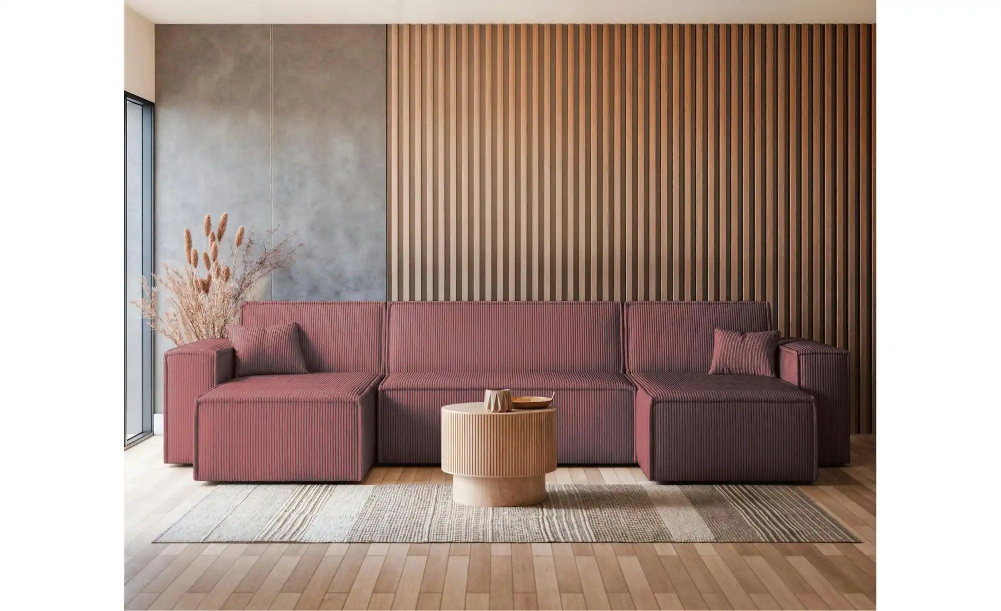 Wohnlandschaft mit Schlaffunktion Scarlo ¦ rosa/pink ¦ Maße (cm): B: 312 H: günstig online kaufen