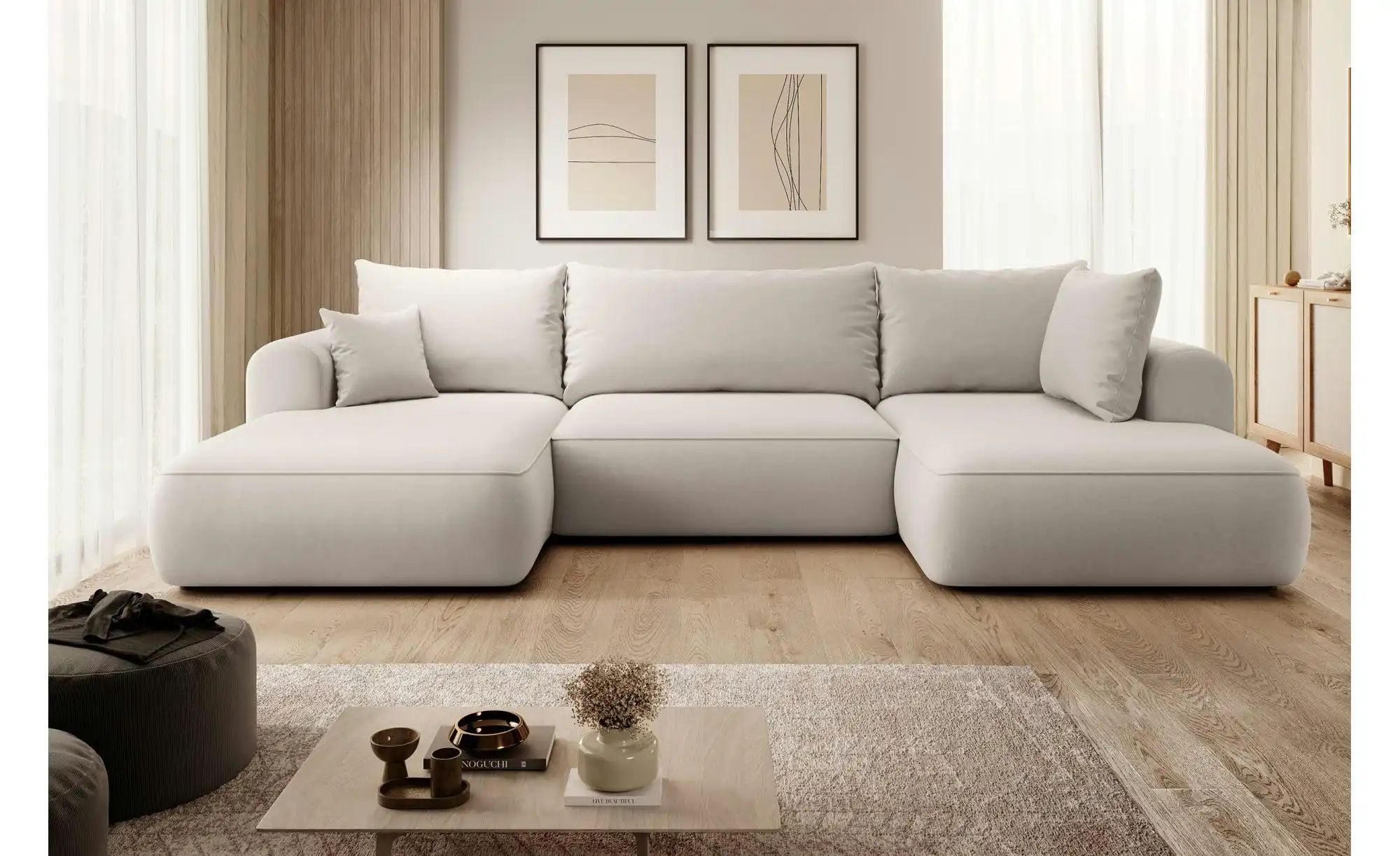 Thumbnail - Selsey Wohnlandschaft mit Schlaffunktion Ovo ¦ creme ¦ Maße (cm): B: 375 H: 95 Polstermöbel > Sofas > Schlafsofas - Höff...