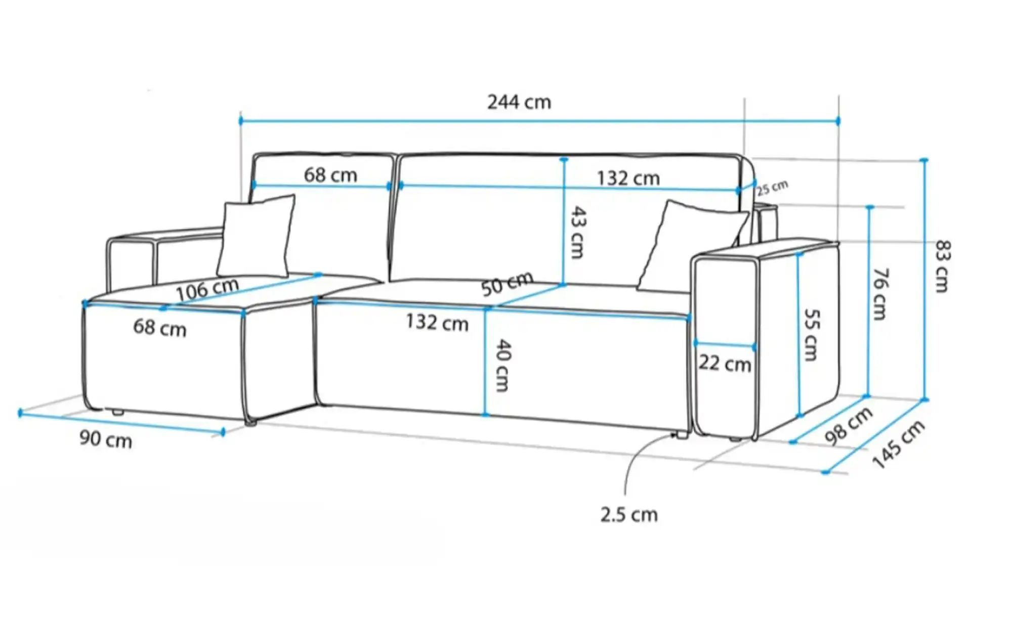 Ecksofa mit Schlaffunktion Copertino ¦ braun ¦ Maße (cm): B: 244 H: 83 Pols günstig online kaufen