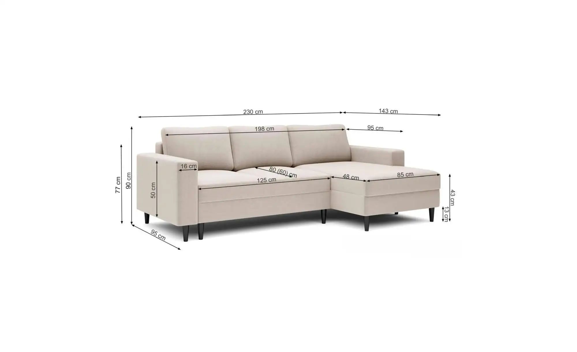 Ecksofa mit Schlaffunktion Nalika  ¦ creme ¦ Maße (cm): B: 230 H: 77 Polste günstig online kaufen