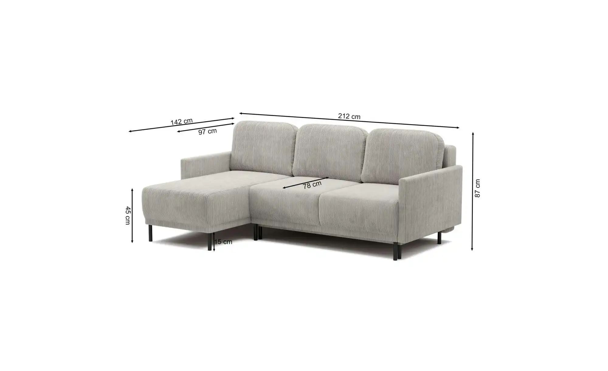 Ecksofa mit Schlaffunktion Hamiel ¦ rosa/pink ¦ Maße (cm): B: 212 H: 87 Pol günstig online kaufen