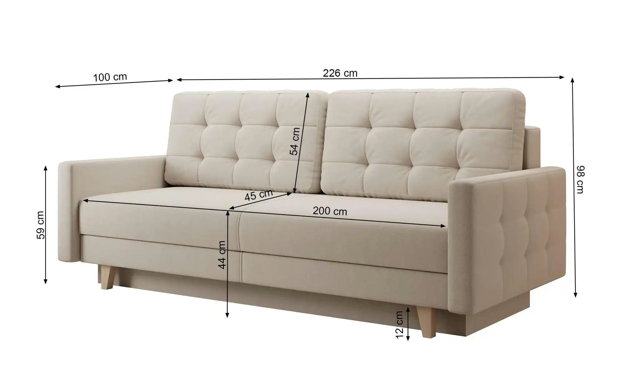 Thumbnail - Selsey Einzelsofa mit Schlaffunktion Verat ¦ grau ¦ Maße (cm): B: 226 H: 98 Polstermöbel > Sofas > 3-Sitzer - Höffner