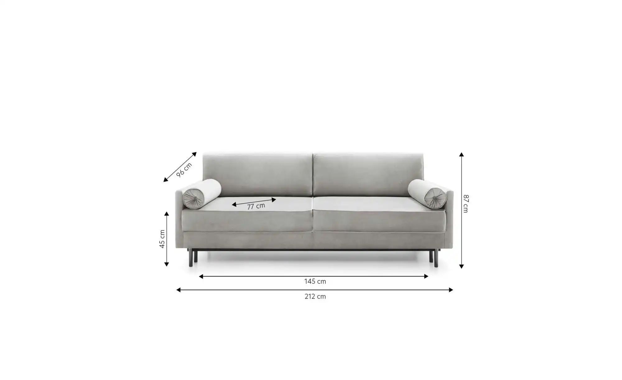 Thumbnail - Selsey Einzelsofa mit Schlaffunktion Kadaver ¦ schwarz ¦ Maße (cm): B: 212 H: 87 Polstermöbel > Sofas > 3-Sitzer - Höffn...