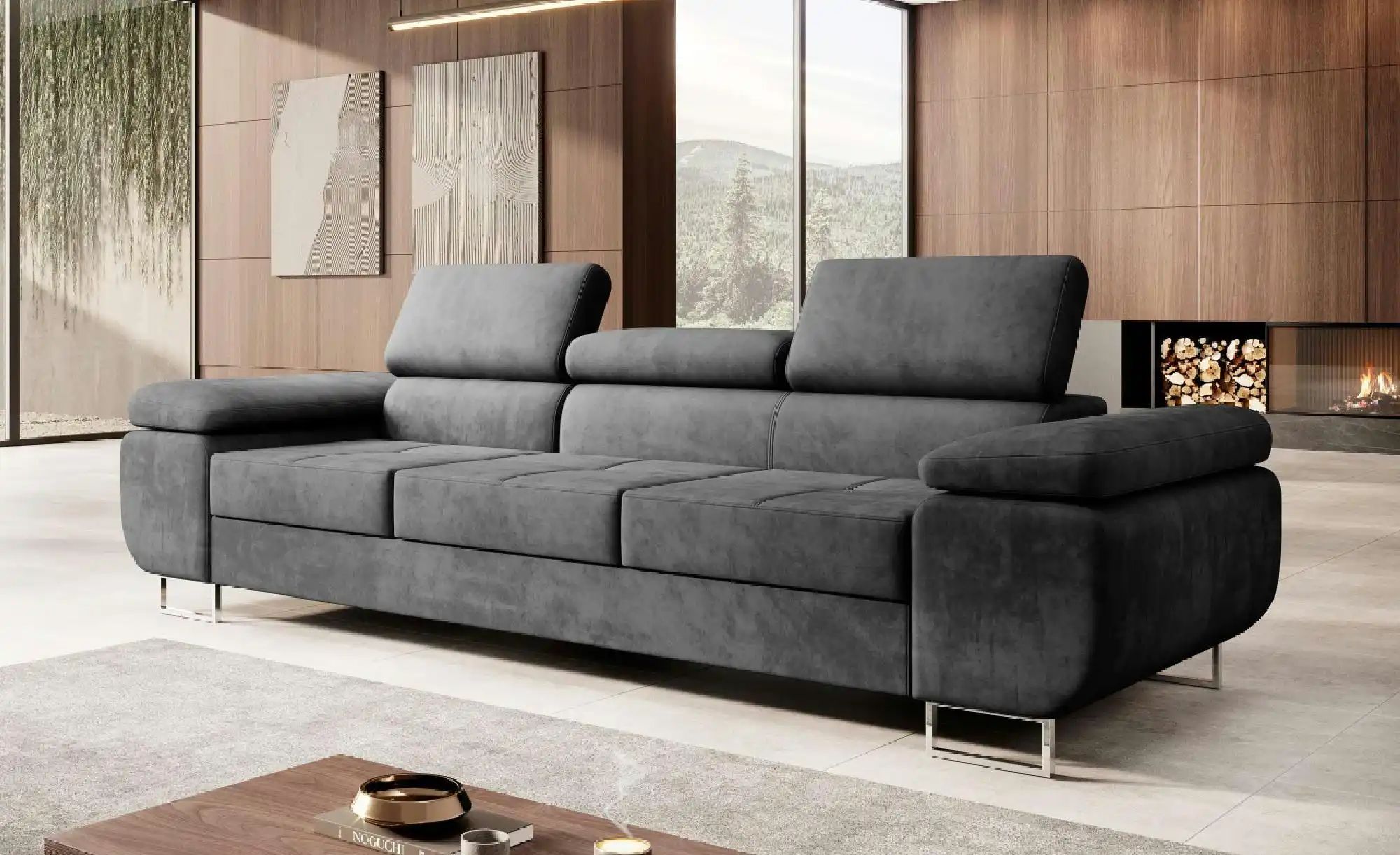 Sofa 3er-Set   ¦ grau ¦ Maße (cm): B: 255 H: 60 Polstermöbel > Sofas > Sitz günstig online kaufen