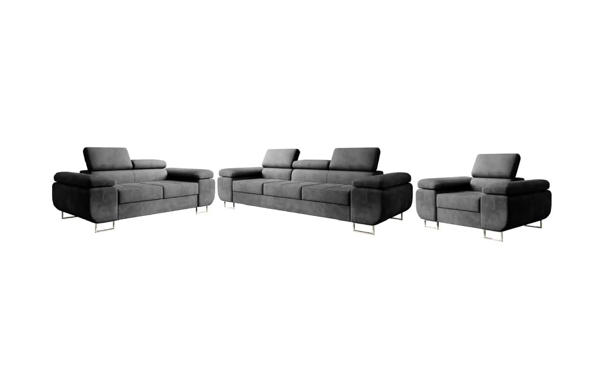 Sofa 3er-Set   ¦ grau ¦ Maße (cm): B: 255 H: 60 Polstermöbel > Sofas > Sitz günstig online kaufen