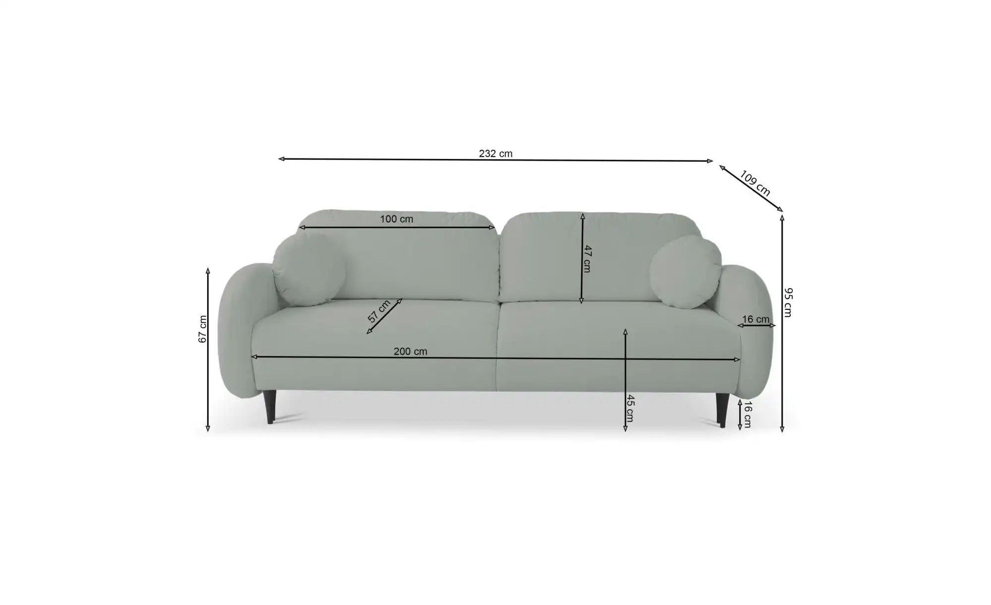 Thumbnail - Selsey Einzelsofa mit Schlaffunktion Barfa ¦ creme ¦ Maße (cm): B: 232 H: 95 Polstermöbel > Sofas > 3-Sitzer - Höffner