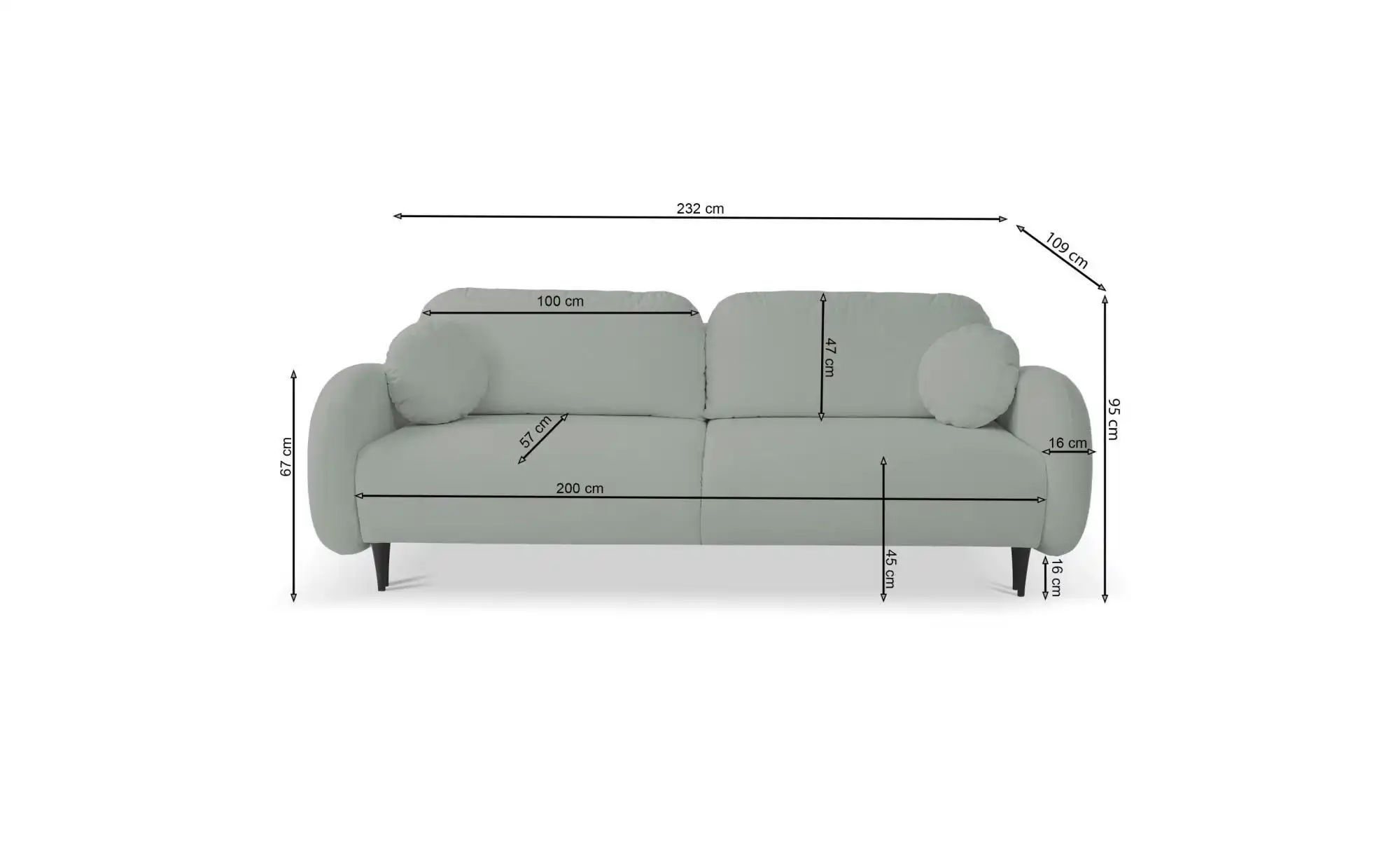 Schlafsofa Bafra   ¦ grau ¦ Maße (cm): B: 232 H: 95 Polstermöbel > Sofas > günstig online kaufen