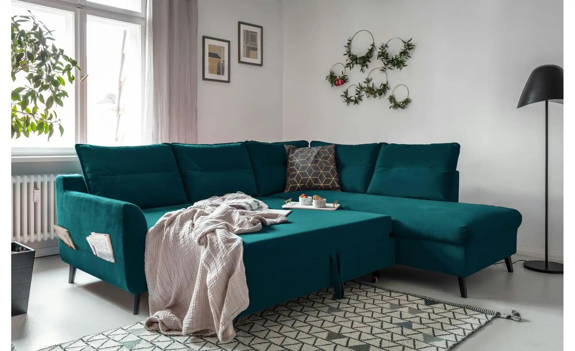 Miuform Ecksofa mit Schlaffunktion Stylish Stan ¦ türkis/petrol ¦ Maße (cm) günstig online kaufen