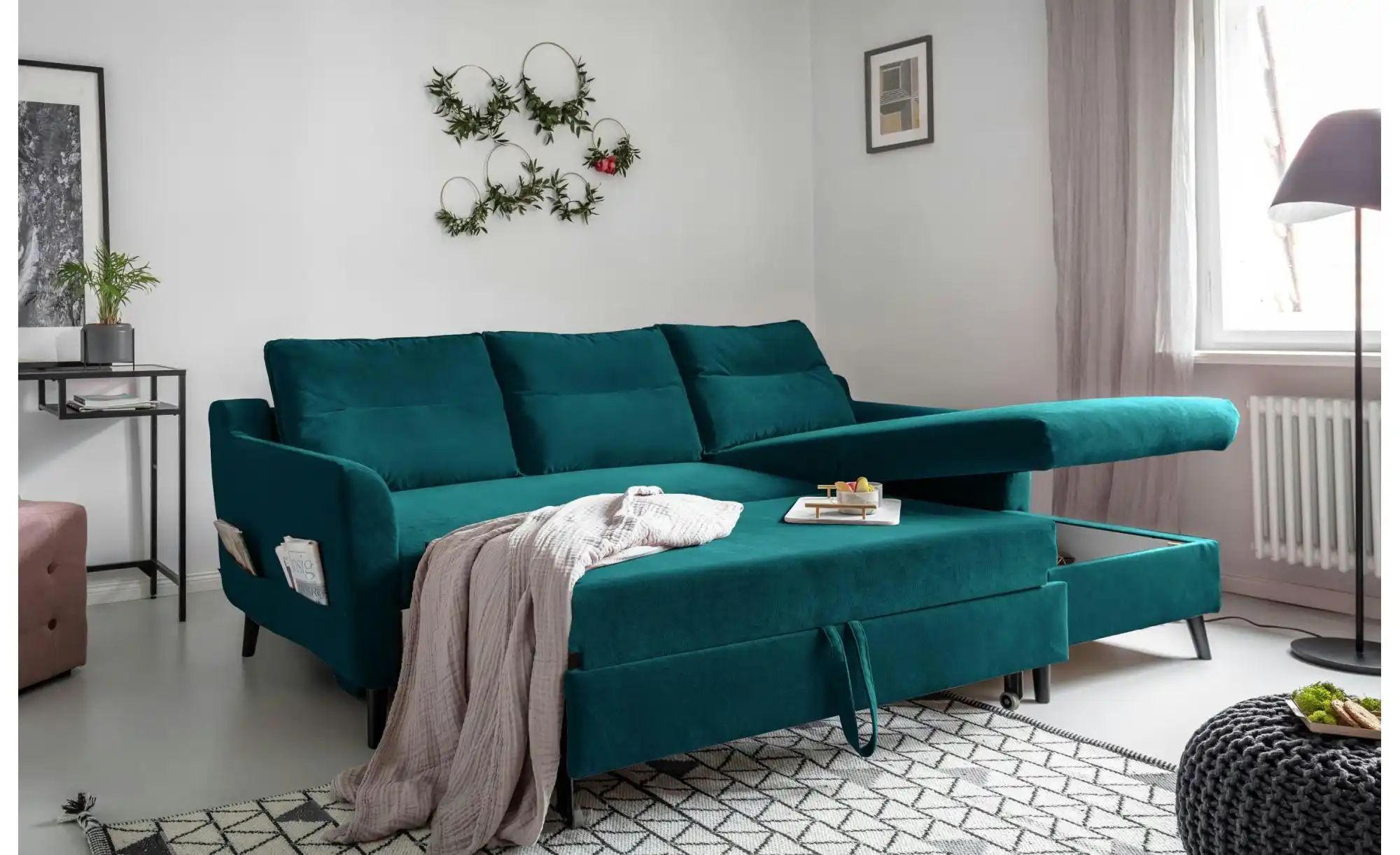 Miuform Ecksofa mit Schlaffunktion Stylish Stan ¦ türkis/petrol ¦ Maße (cm) günstig online kaufen