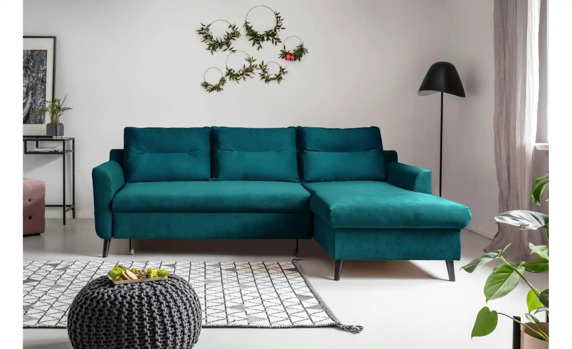 Thumbnail - Miuform Ecksofa mit Schlaffunktion Stylish Stan ¦ türkis/petrol ¦ Maße (cm): B: 224 H: 90 Polstermöbel > Sofas > Ecksofa...