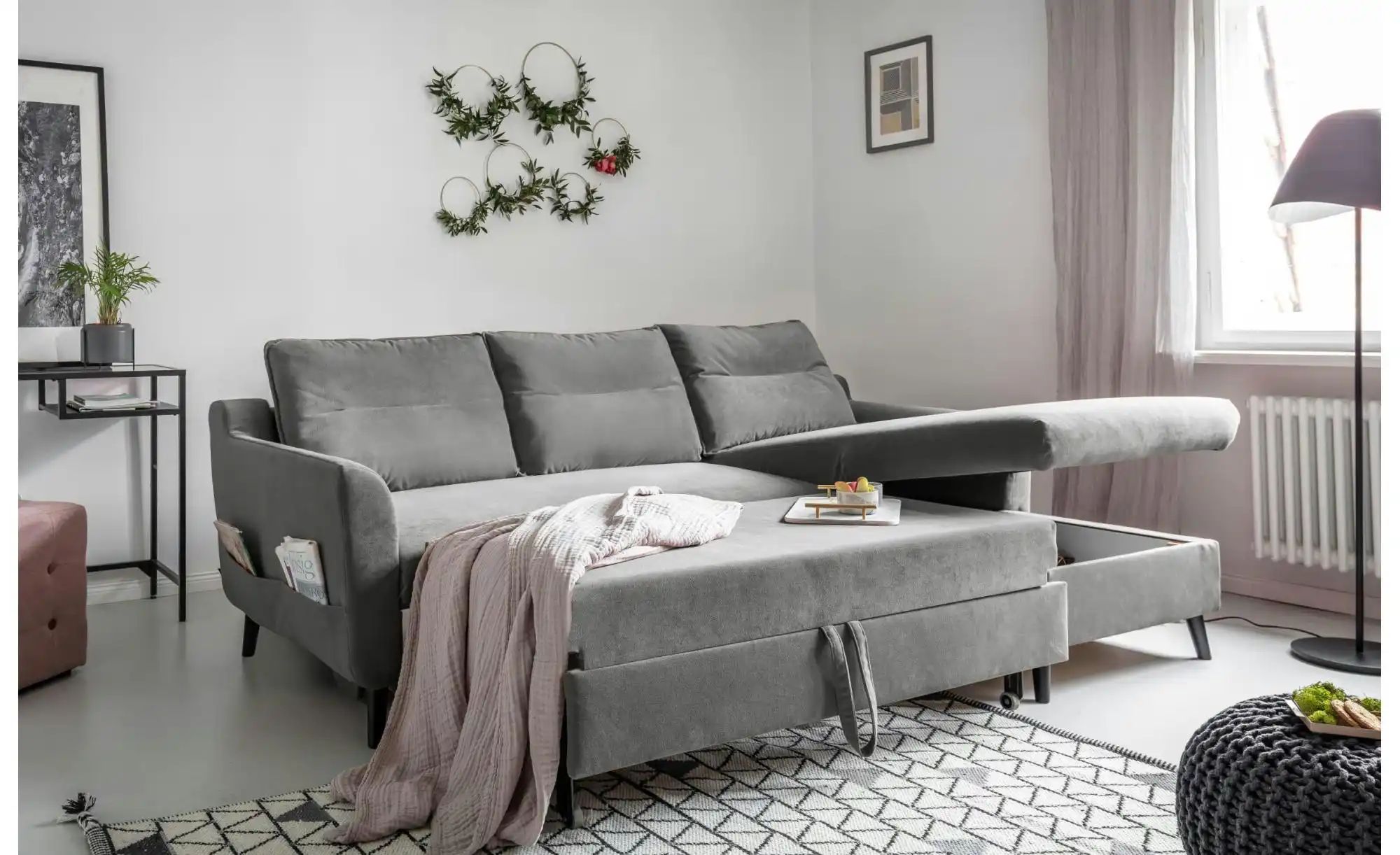 Miuform Ecksofa mit Schlaffunktion Stylish Stan ¦ grau ¦ Maße (cm): B: 224 günstig online kaufen