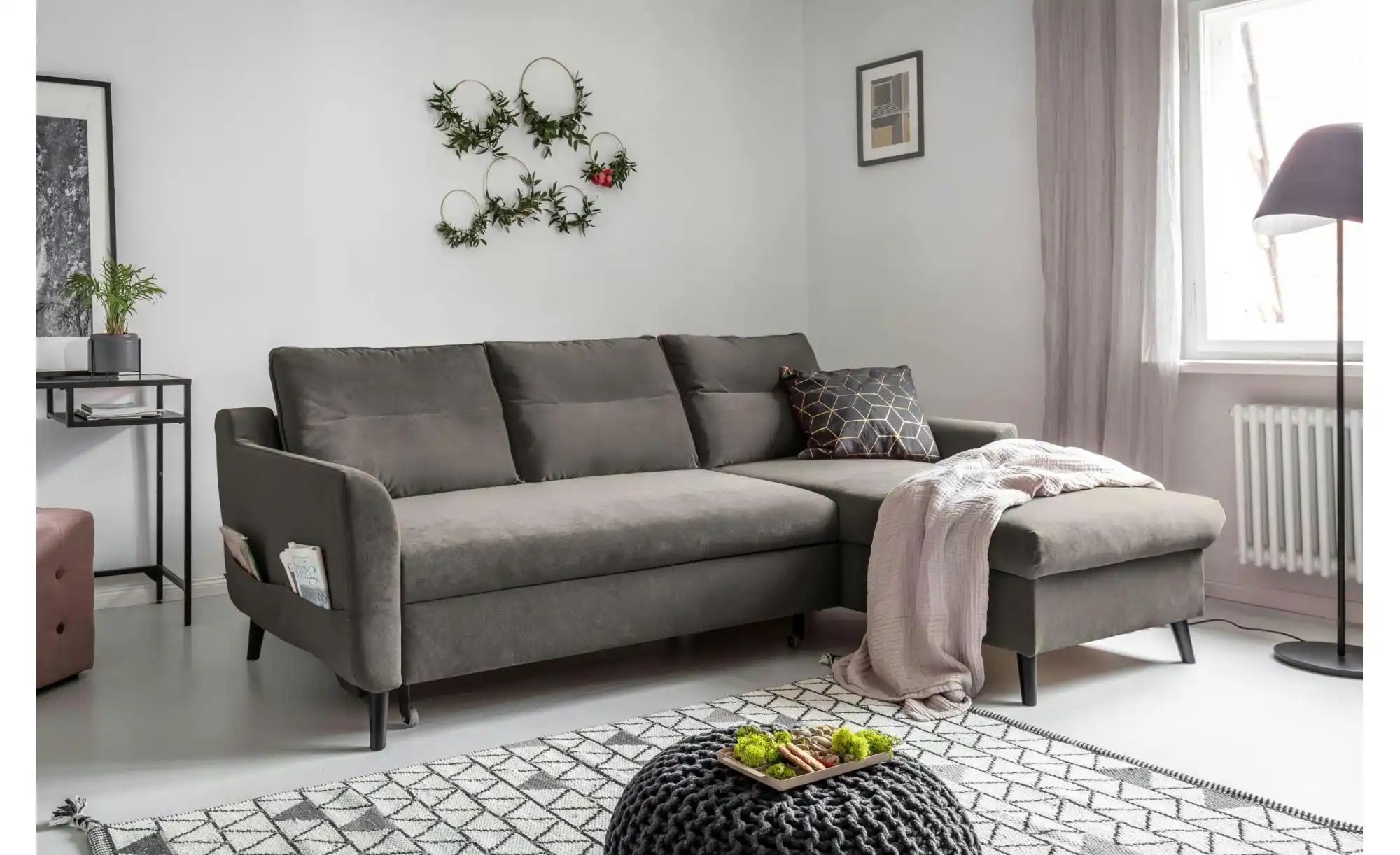 Thumbnail - Miuform Ecksofa mit Schlaffunktion Stylish Stan ¦ grau ¦ Maße (cm): B: 224 H: 90 Polstermöbel > Sofas > Ecksofas - Höffn...