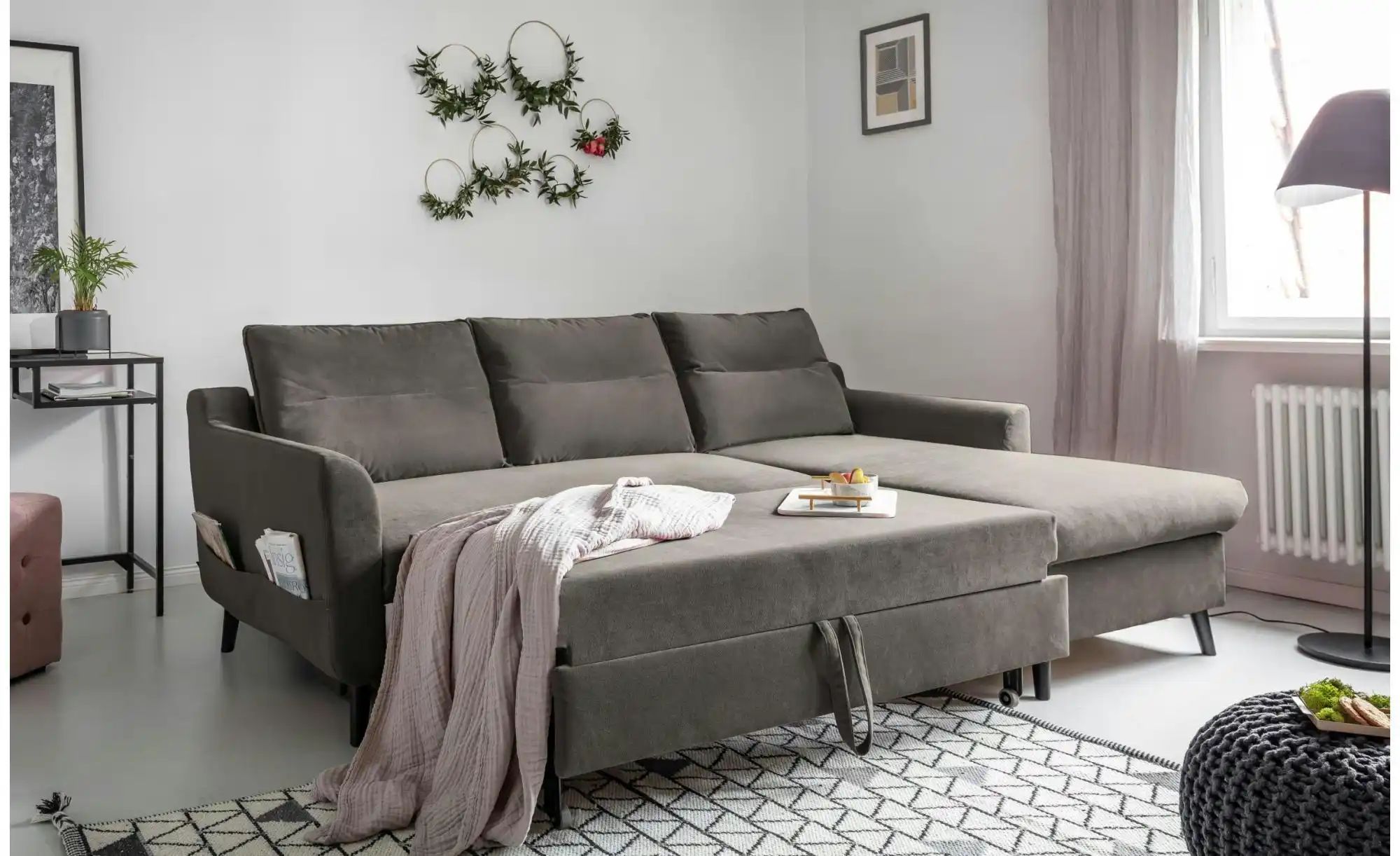 Thumbnail - Miuform Ecksofa mit Schlaffunktion Stylish Stan ¦ grau ¦ Maße (cm): B: 224 H: 90 Polstermöbel > Sofas > Ecksofas - Höffn...