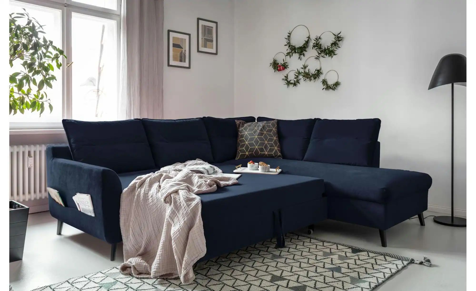 Thumbnail - Miuform Ecksofa mit Schlaffunktion Stylish Stan ¦ blau ¦ Maße (cm): B: 228 H: 90 Polstermöbel > Sofas > Ecksofas - Höffn...