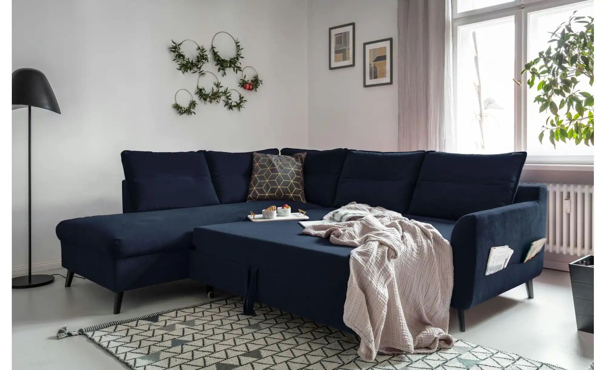 Thumbnail - Miuform Ecksofa mit Schlaffunktion Stylish Stan ¦ blau ¦ Maße (cm): B: 228 H: 90 Polstermöbel > Sofas > Ecksofas - Höffn...